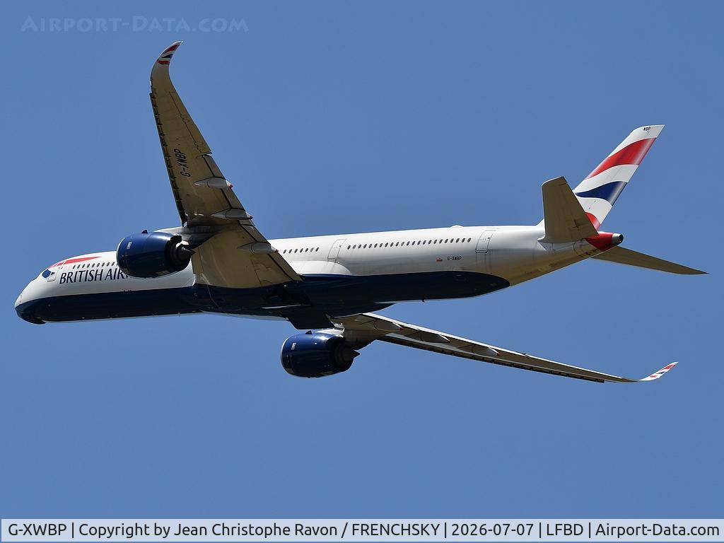 G-XWBP, 2023 Airbus A350-1041, c/n 623, Bordeaux (BOD)	London (LHR)	BA9172