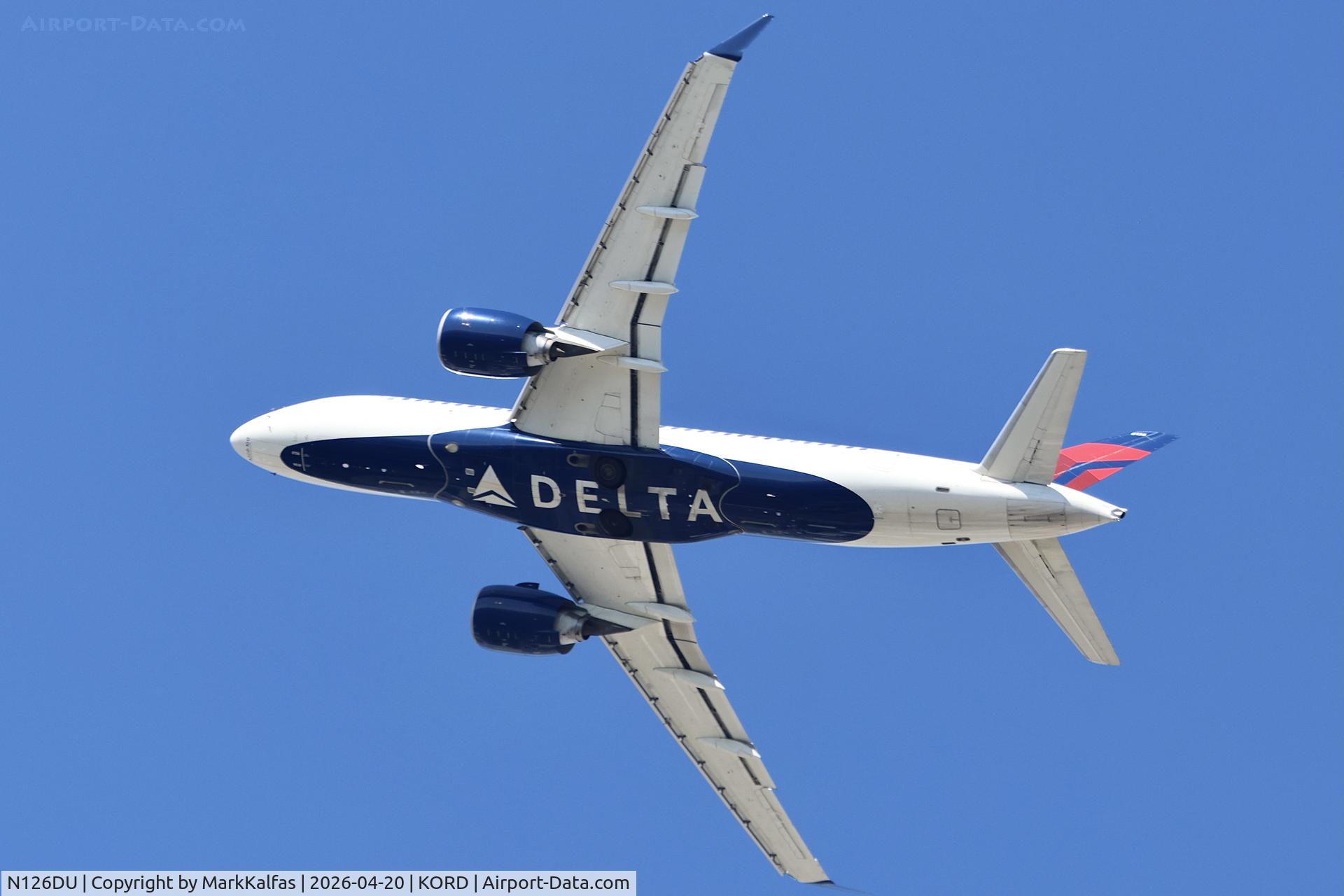 N126DU, 2019 Airbus A220-171, c/n 50045, BSC1 Delta Airbus A220-100 N126DU departing 28R KORD