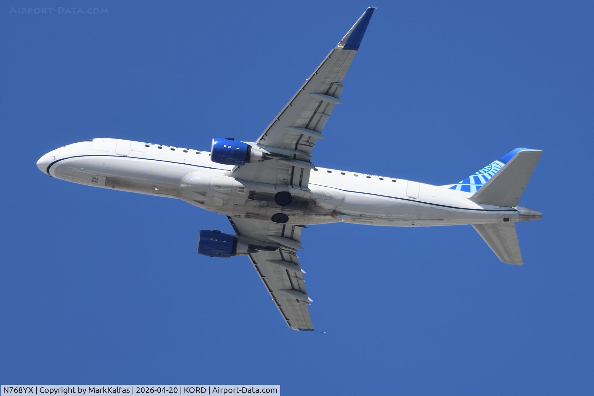 N768YX, 2023 EMBRAER S A ERJ 170-200 LR, c/n 17000953, E75L Republic Airways/ United Express EMBRAER 175 N768YX departing 28R KORD