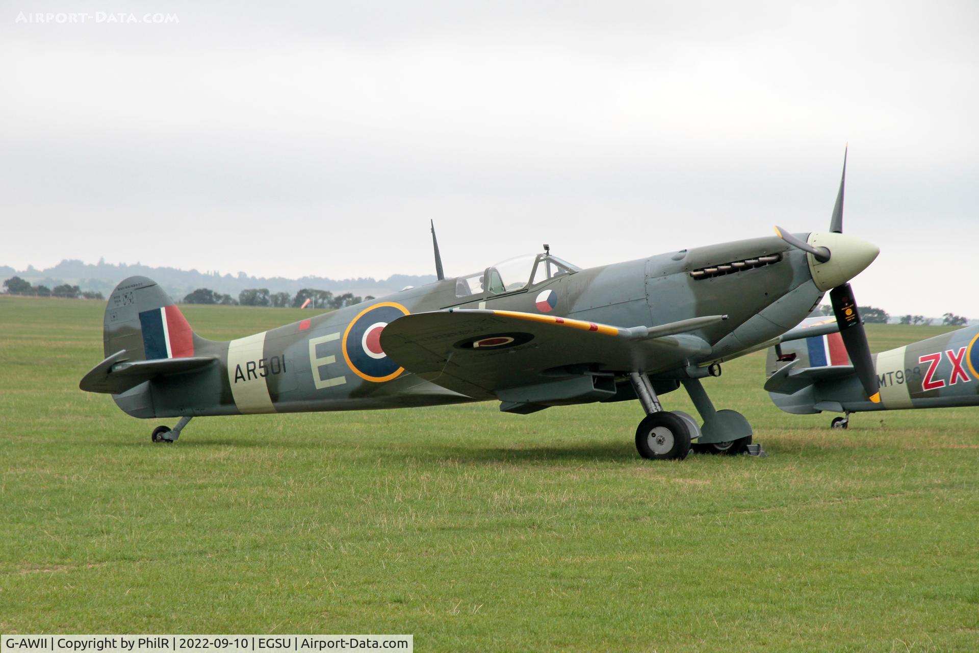 G-AWII, 1942 Supermarine 349 Spitfire LF.Vc, c/n WASP/20/223, G-AWII (AR501) 1942 VS Spitfire Vc BoB Display Duxford 
