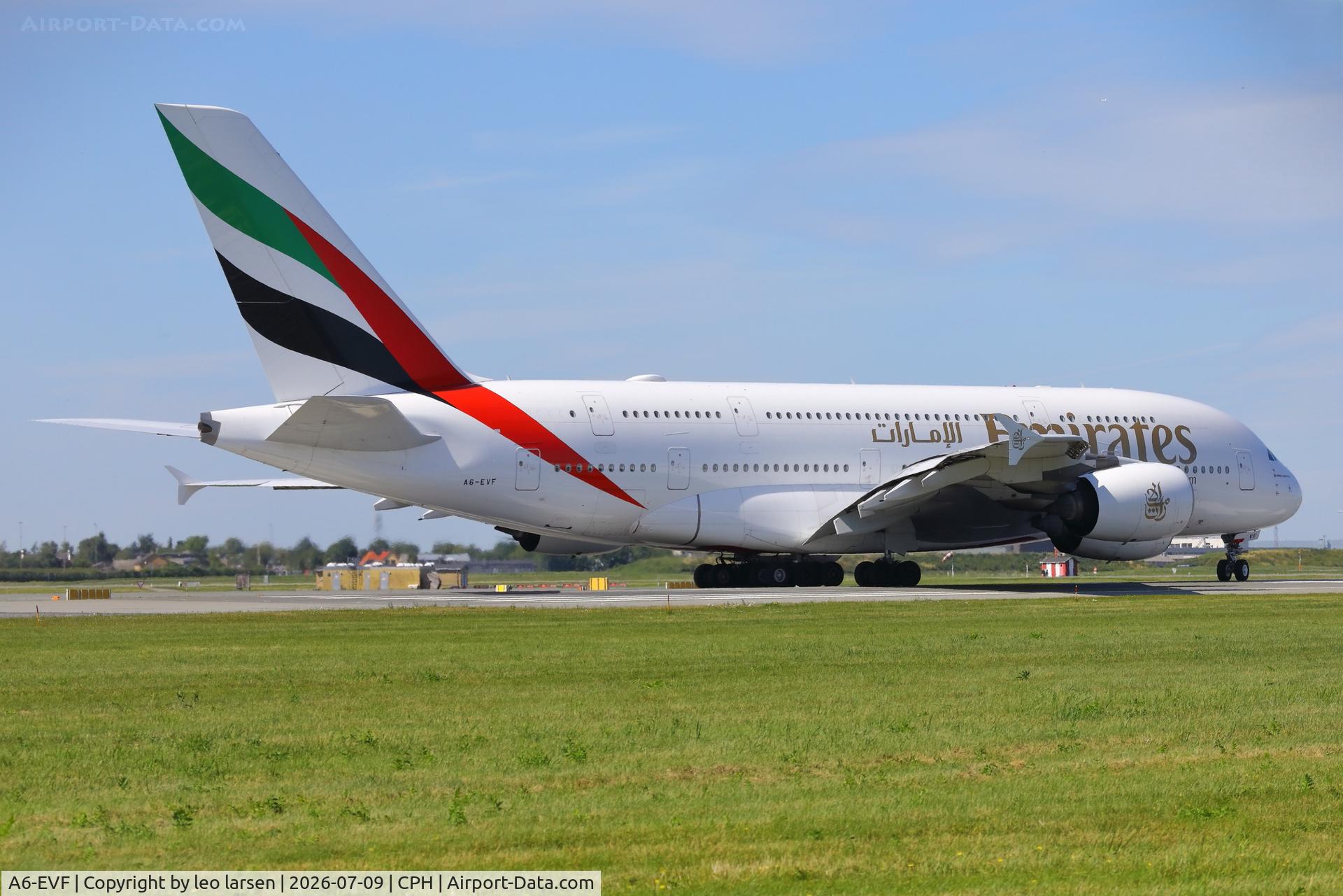 A6-EVF, 2018 Airbus A380-800, c/n 252, Copenhagen 9.7.2026