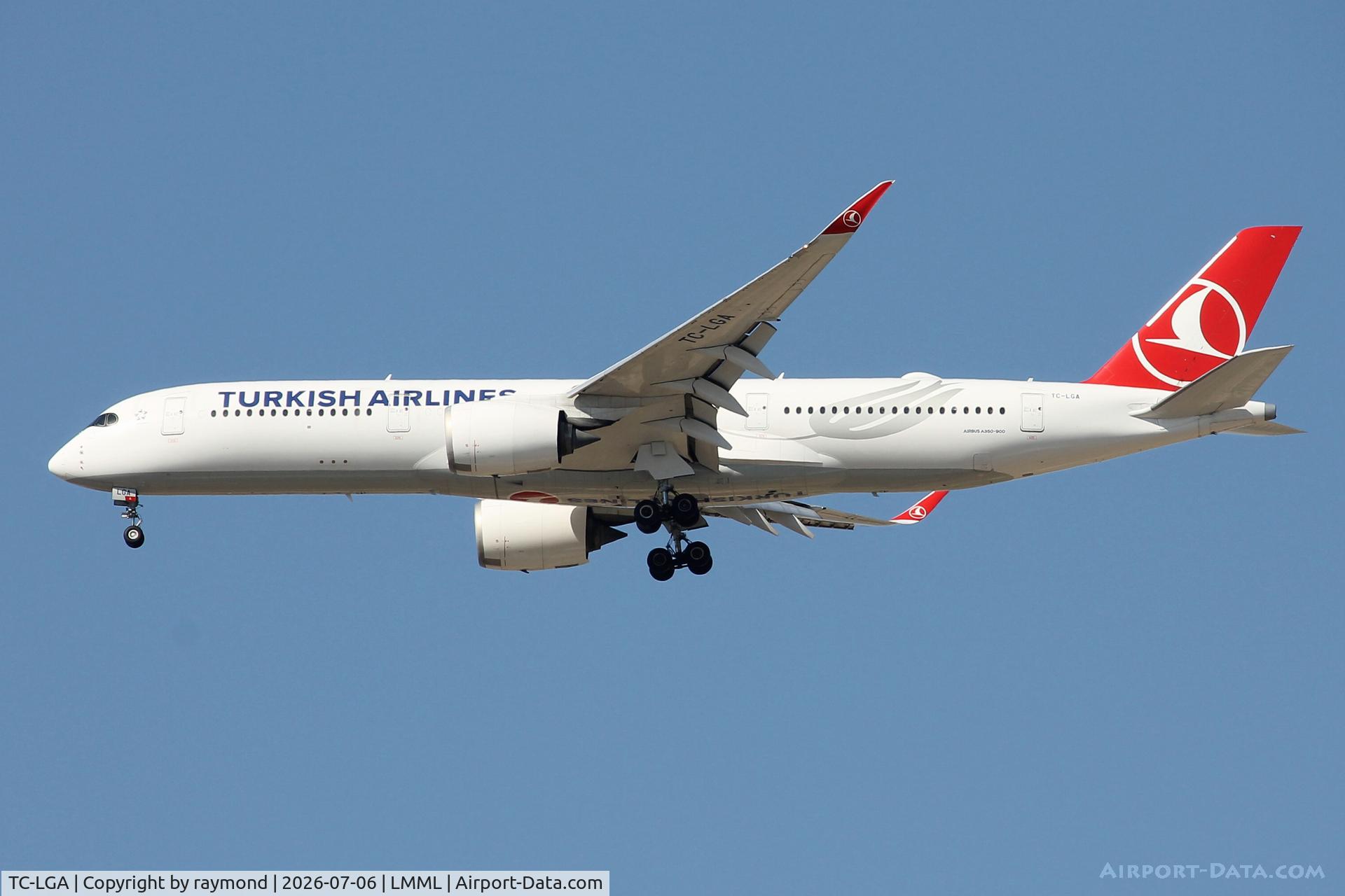 TC-LGA, 2020 Airbus A350-941, c/n 0403, Turkish Airlines Airbus A350-941 reg TC-LGA on a long approach for RW13 landing in  Malta from Istanbul.