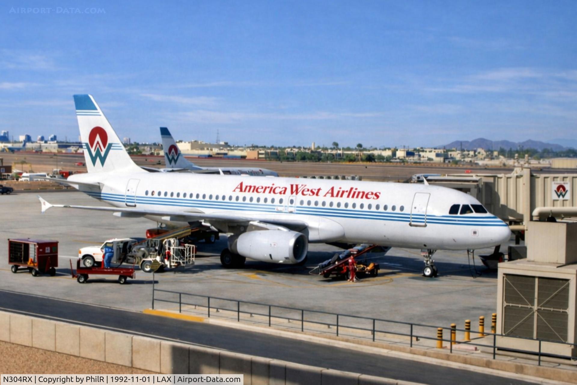 N304RX, 1992 Airbus A320-231, c/n 304, N618AW 1992 A320-231 America West LAX 