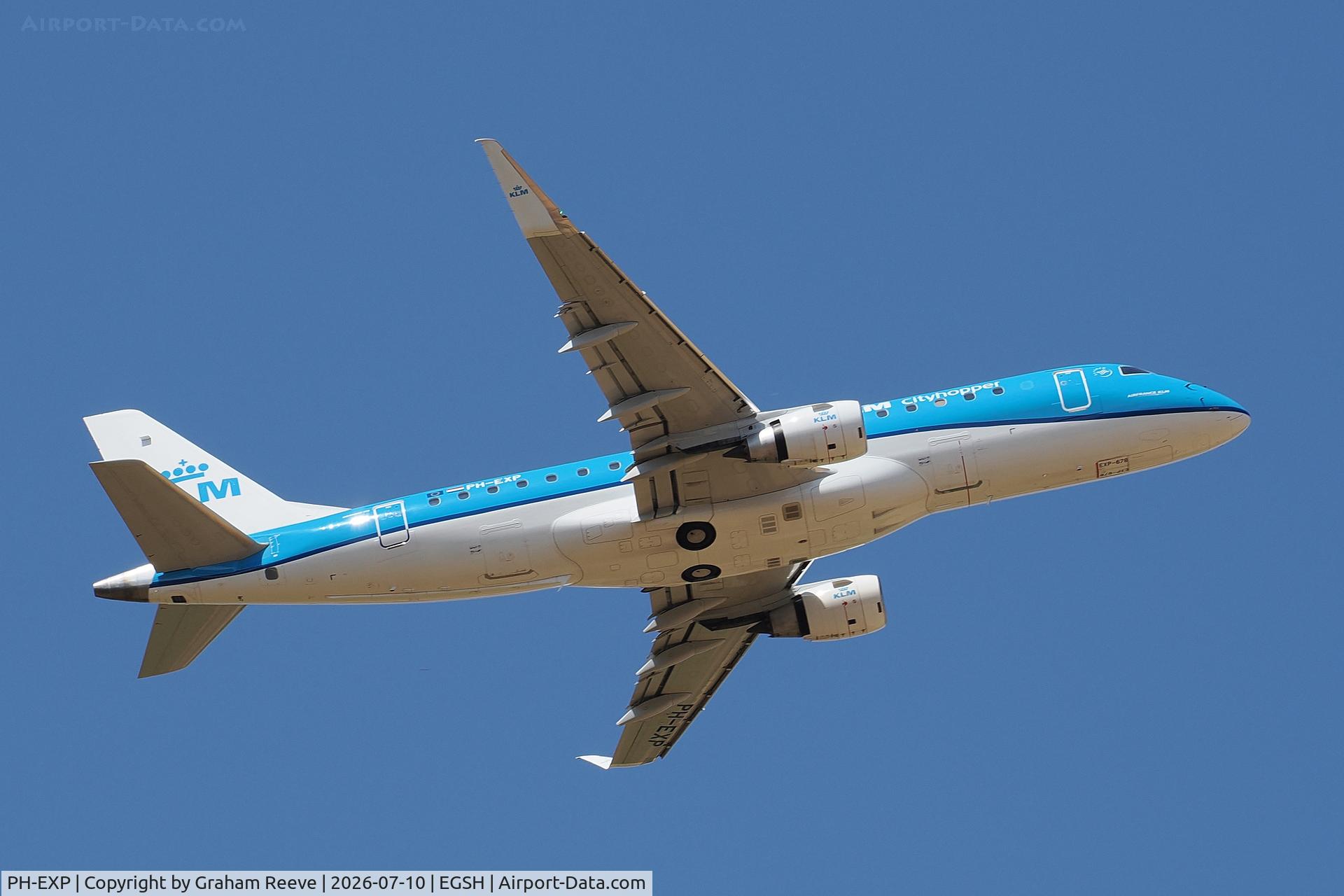 PH-EXP, 2017 Embraer 175LR (ERJ-170-200LR), c/n 17000678, Departing from Norwich.