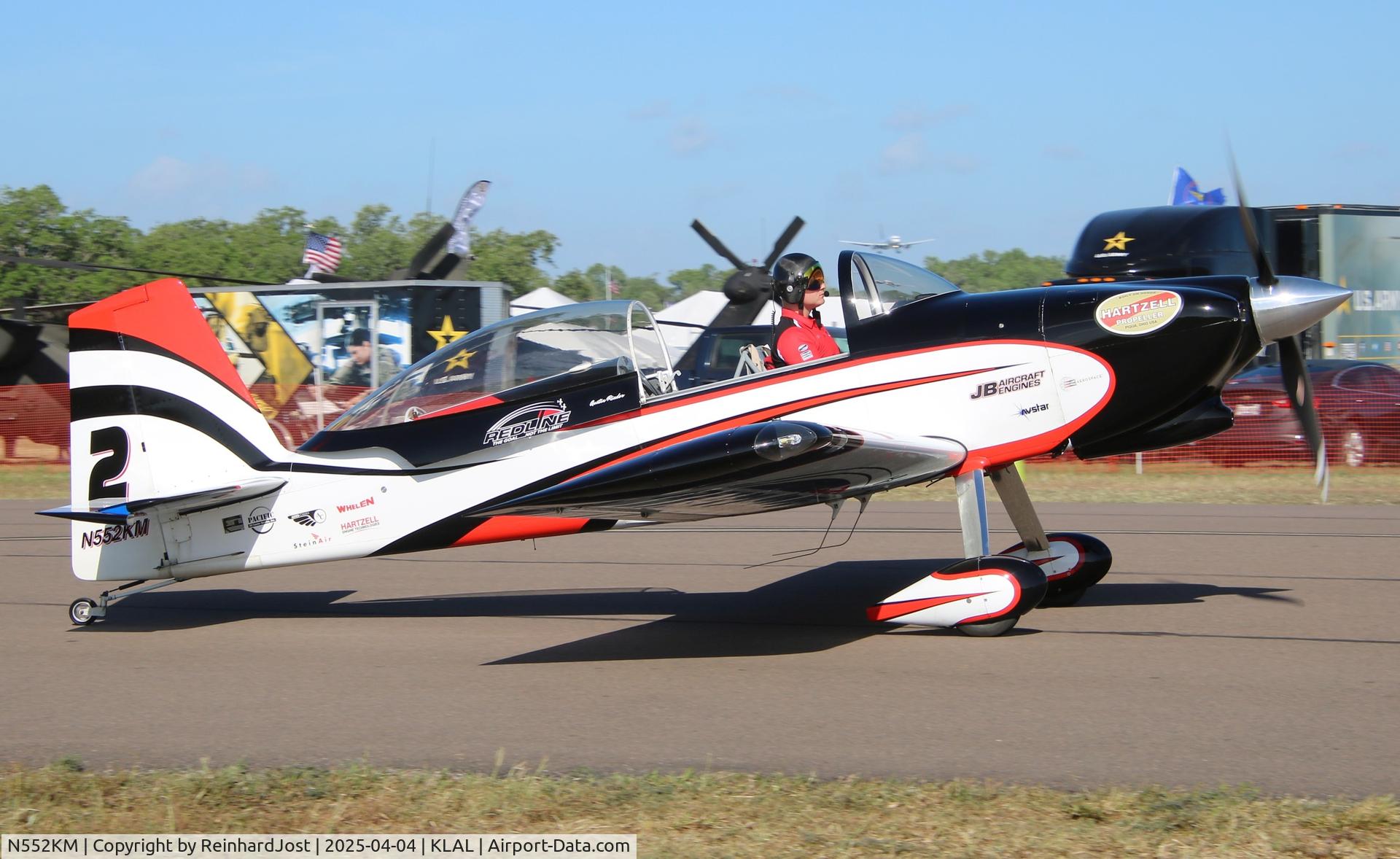 N552KM, 2004 Vans RV-8, c/n 81552, As number 2 of the Redline Airshows team at Sun'n'Fun 2025