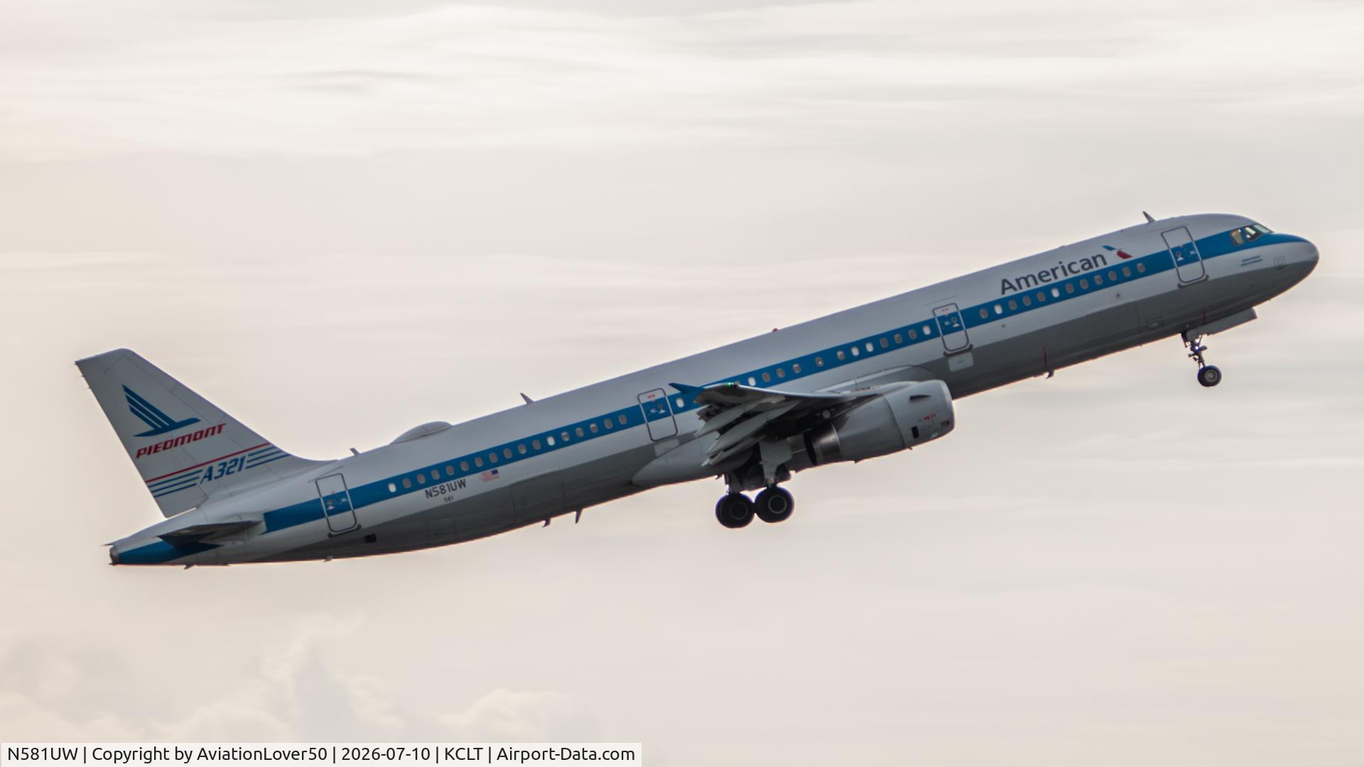 N581UW, 2014 Airbus A321-231, c/n 6152, American Piedmont Heritage A321