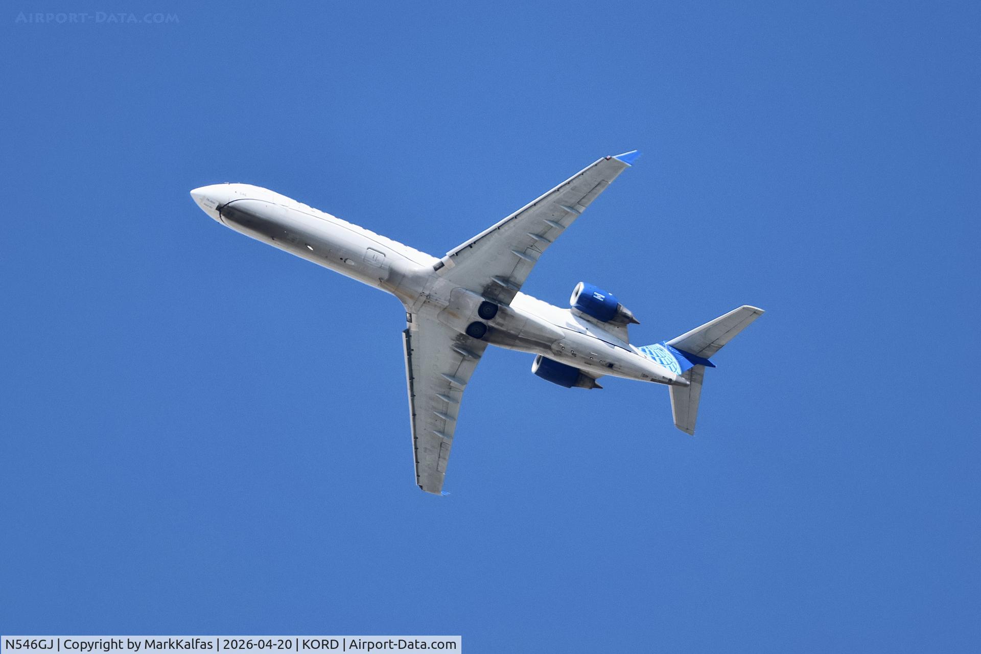 N546GJ, 2008 Bombardier CRJ-702 (CL-600-2C10) Regional Jet, c/n 10269, CRJ7 GoJet/United Express Bombardier CRJ-701, CRJ-550, N546GJ departing 28R KORD