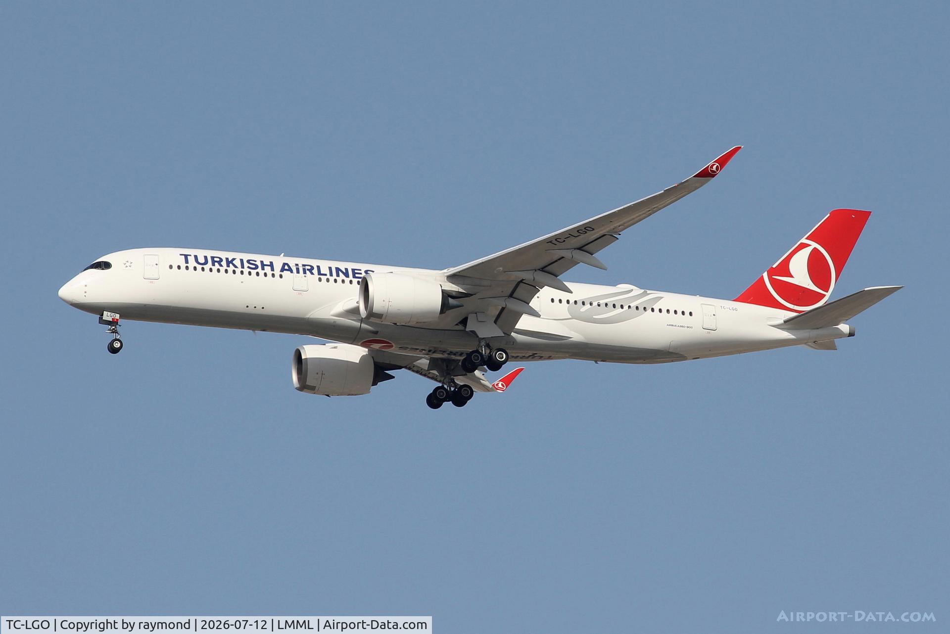TC-LGO, 2023 Airbus A350-900, c/n 638, Airbus A350-941 reg TC-LGO of Turkish Airlines approaching RW13 landing in Malta.