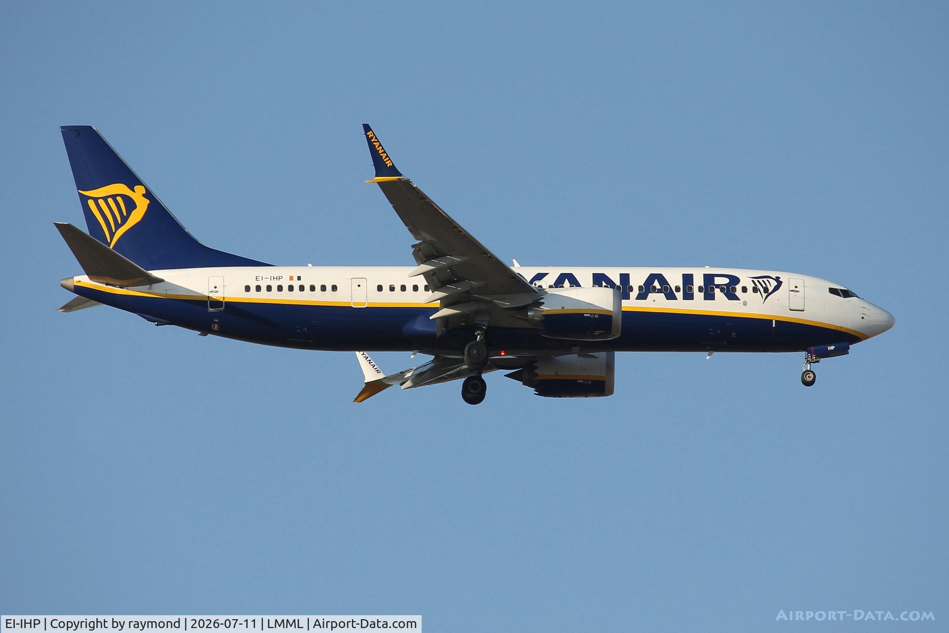 EI-IHP, 2023 Boeing 737-8-200 MAX, c/n 67085 l/n 8665, Boeing 737-8 MAX reg EI-IHP of Ryanair landing in Malta RW13.