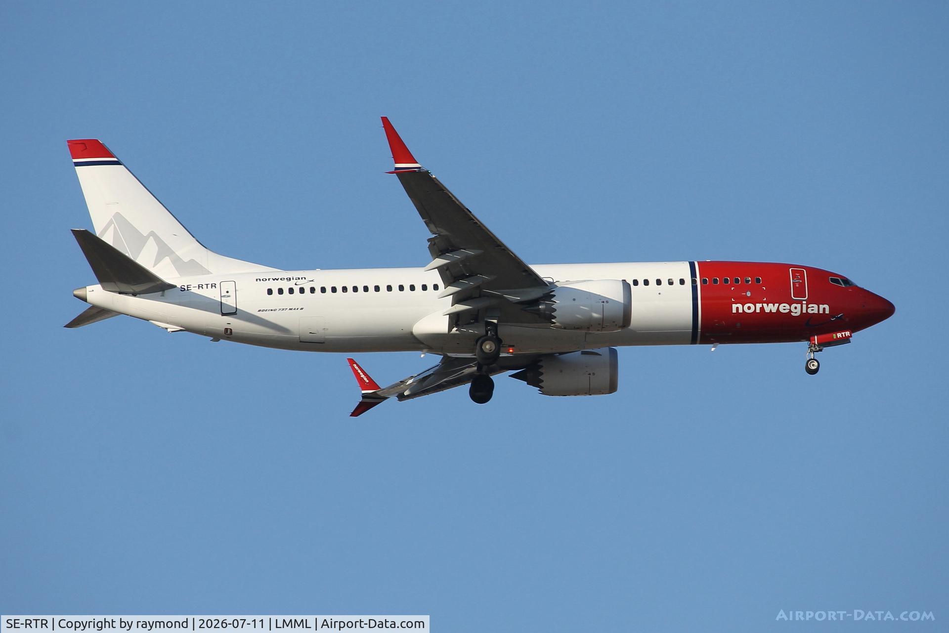 SE-RTR, 2024 Boeing 737 MAX 8, c/n 66300 l/n 9009, Norwegian Air Shuttle Boeing 737-8 MAX reg SE-RTR landing in Malta RW13.