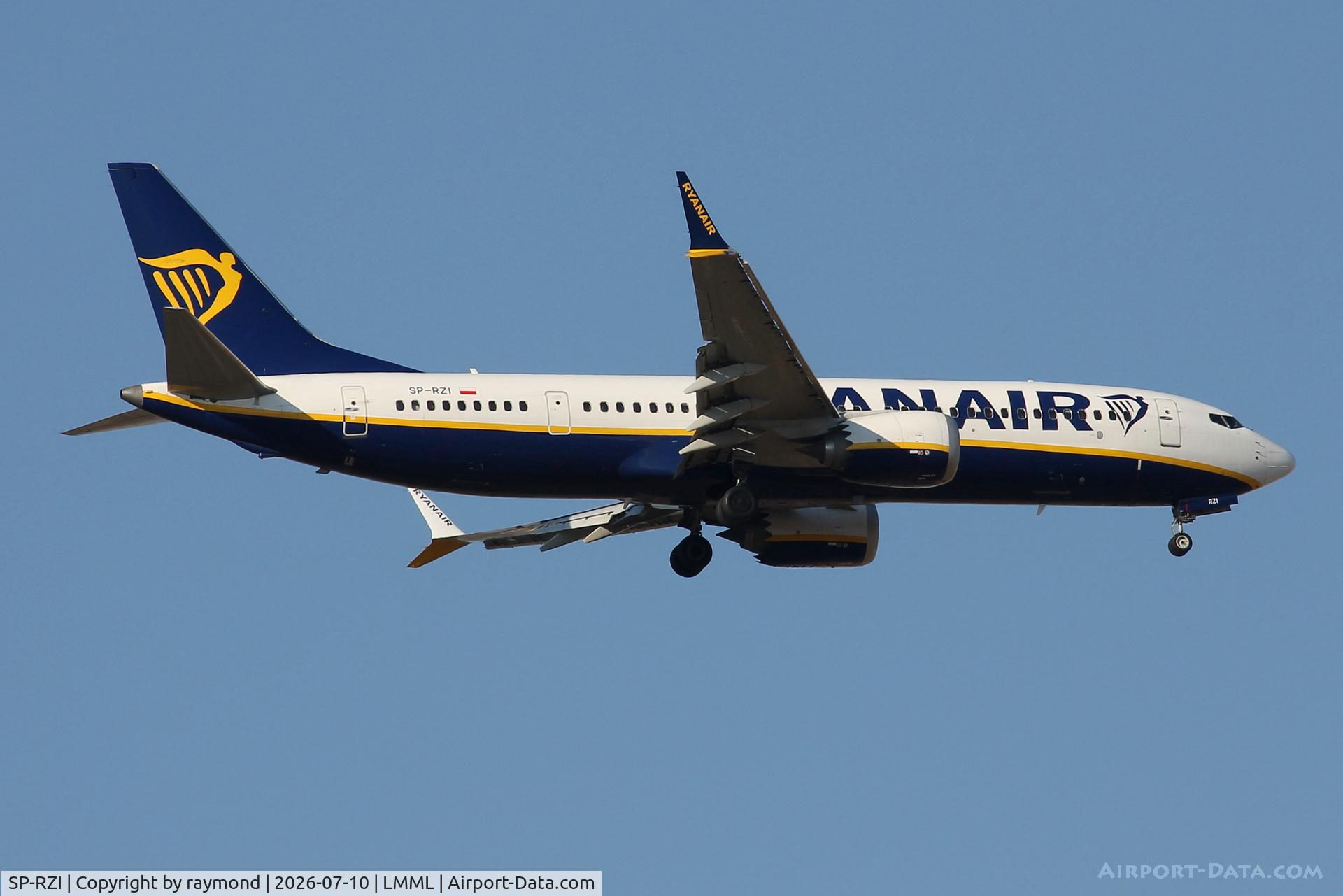 SP-RZI, 2019 Boeing 737-8-200 MAX, c/n 62305, Boeing 737-8 MAX reg SP-RZI of Ryanair Sun approaching final approach landing in MLA.