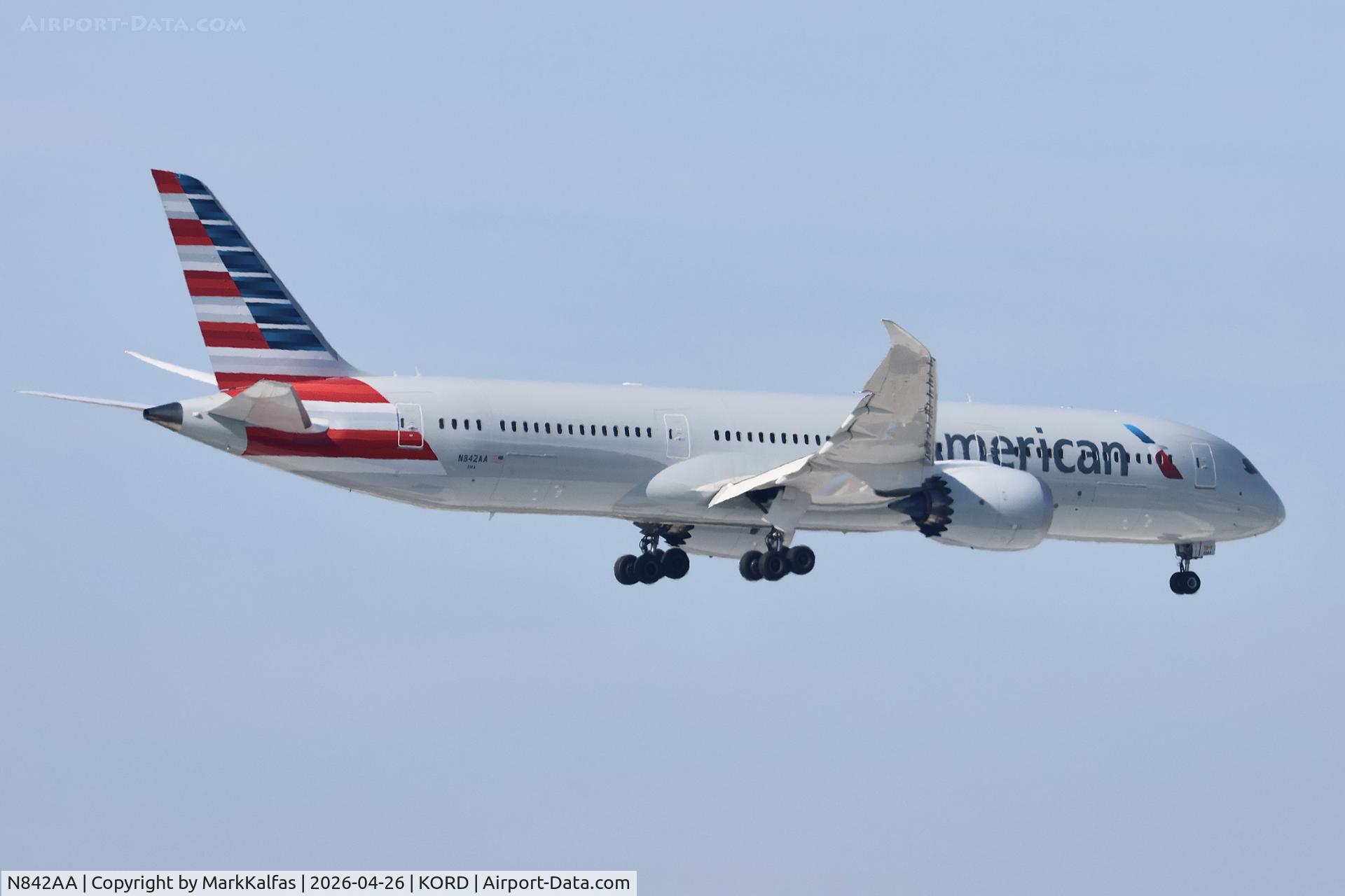 N842AA, 2025 Boeing 787-9 Dreamliner Dreamliner, c/n 66007 l/n 1191, B789 American Boeing 787-9 Dreamliner N842AA 10C approach KORD