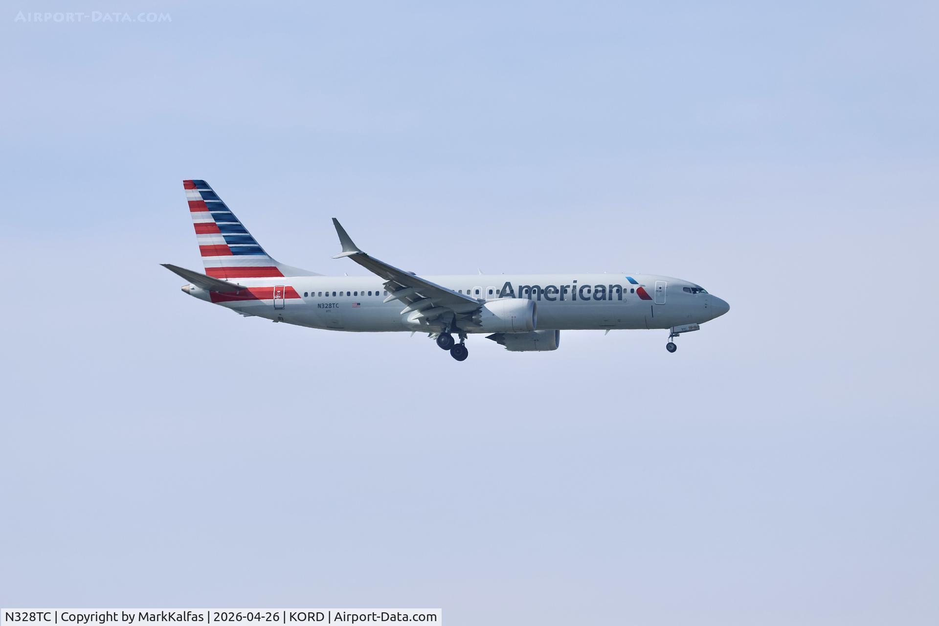 N328TC, 2023 Boeing 737 MAX 8, c/n 68115 l/n 8585, B38M American Boeing 737 MAX 8 N328TC arriving 28C KORD