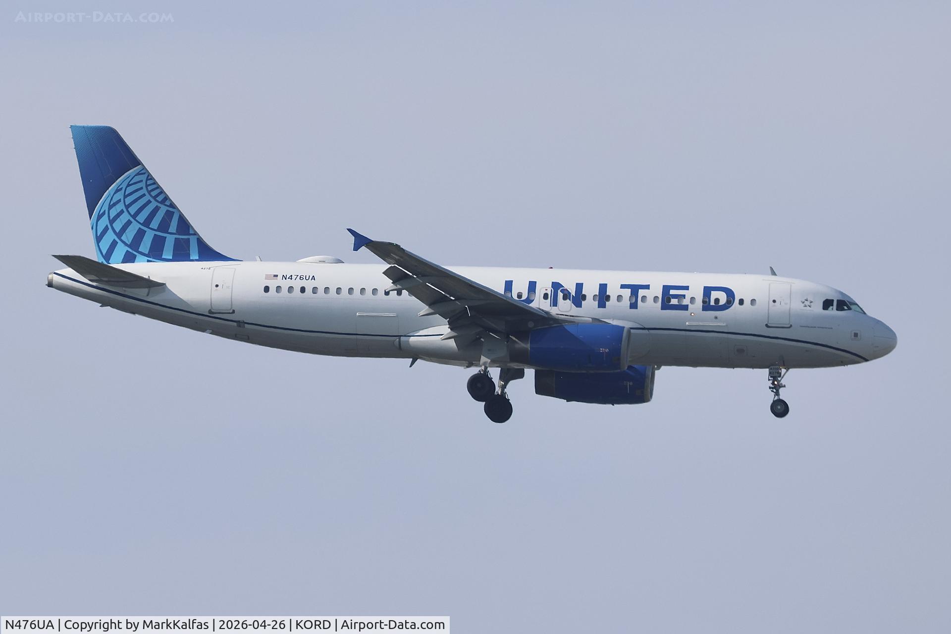 N476UA, 2001 Airbus A320-232, c/n 1508, A320 United A320 United Airbus A320-232, N476UA,arriving 10L ORD