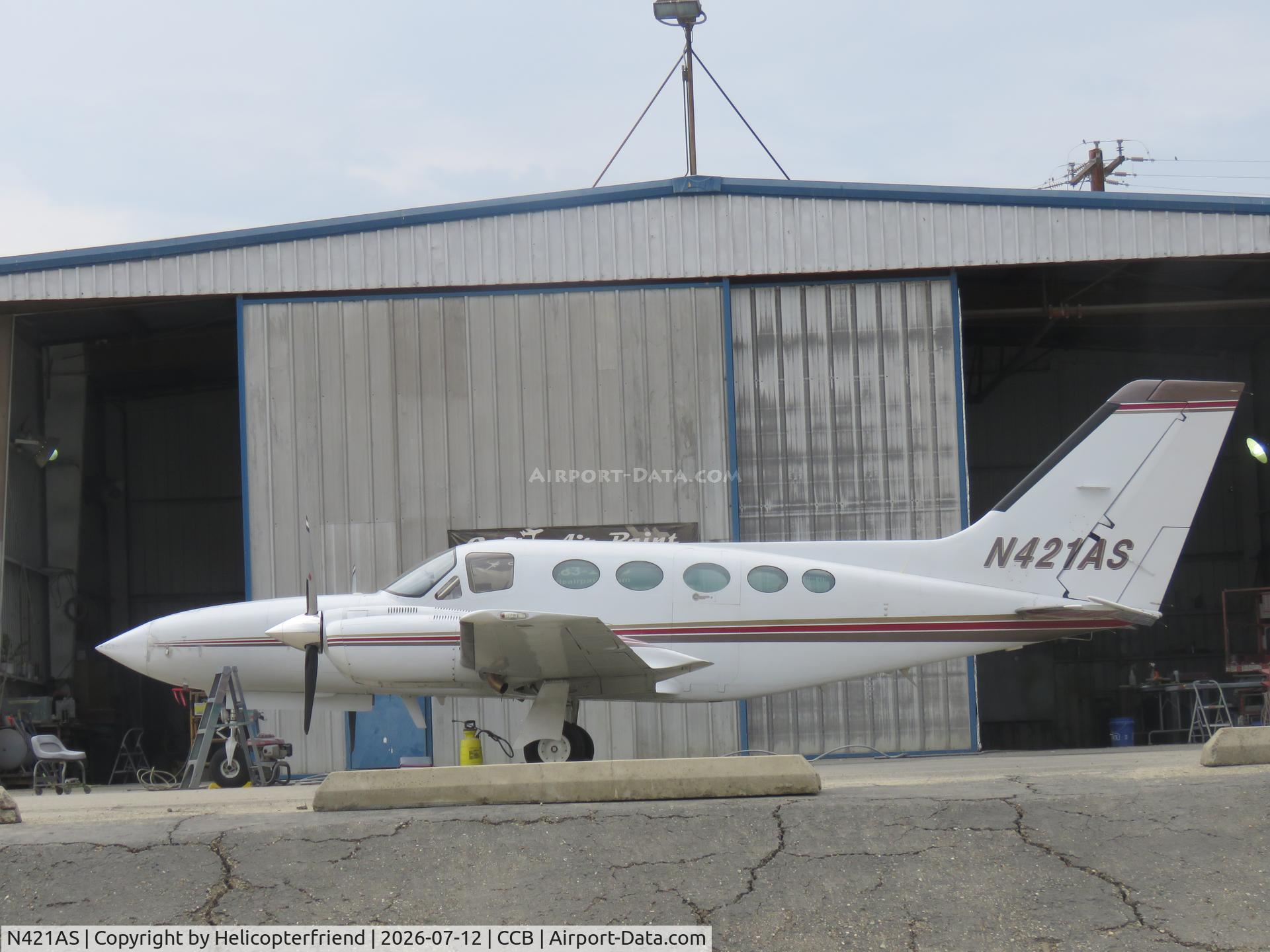 N421AS, 1976 Cessna 421C Golden Eagle, c/n 421C0163, Parked at paint shop