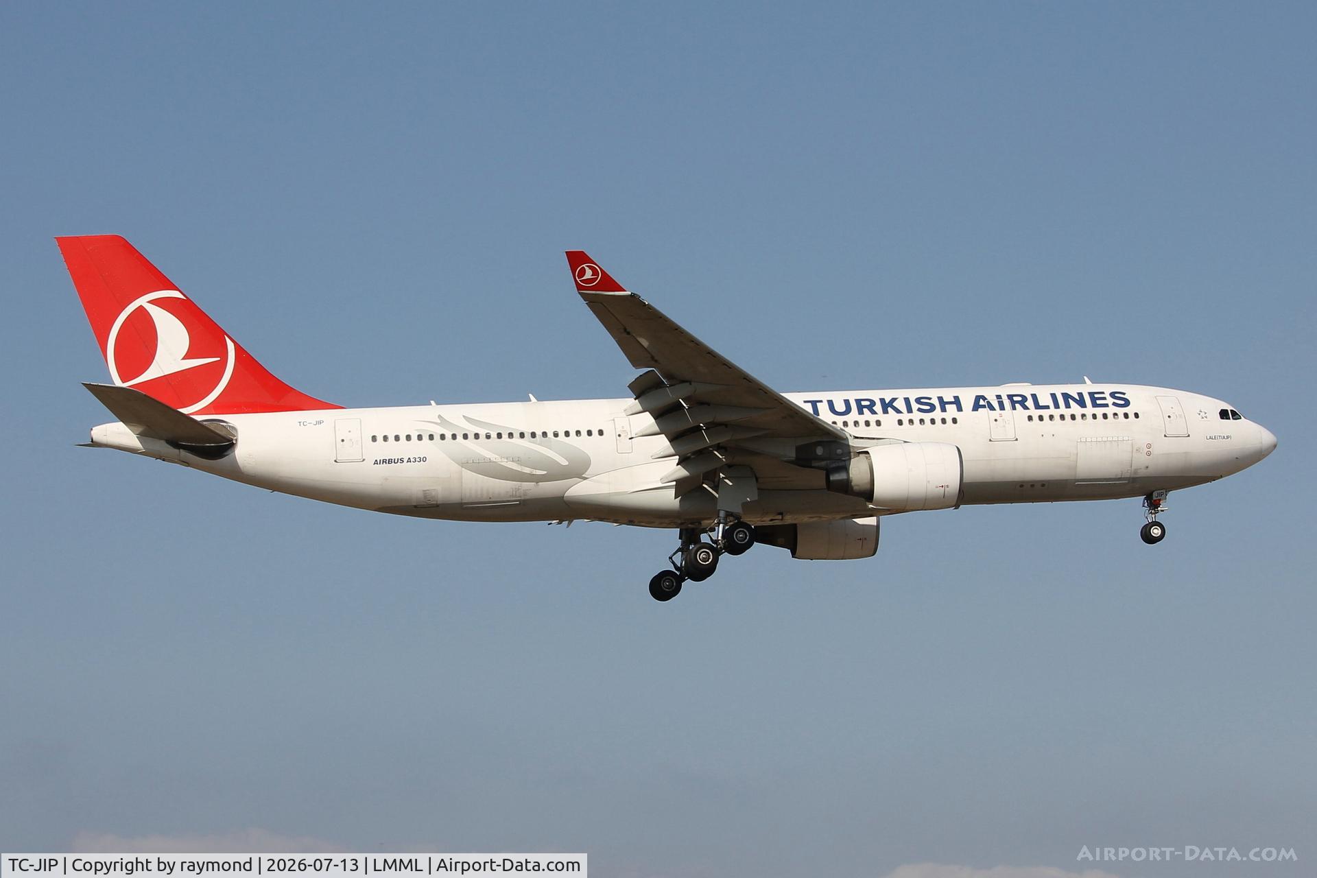TC-JIP, 2007 Airbus A330-223, c/n 876, Airbus A330-223 reg TC-JIP approaching RW31 Malta on a flight from Istanbul.