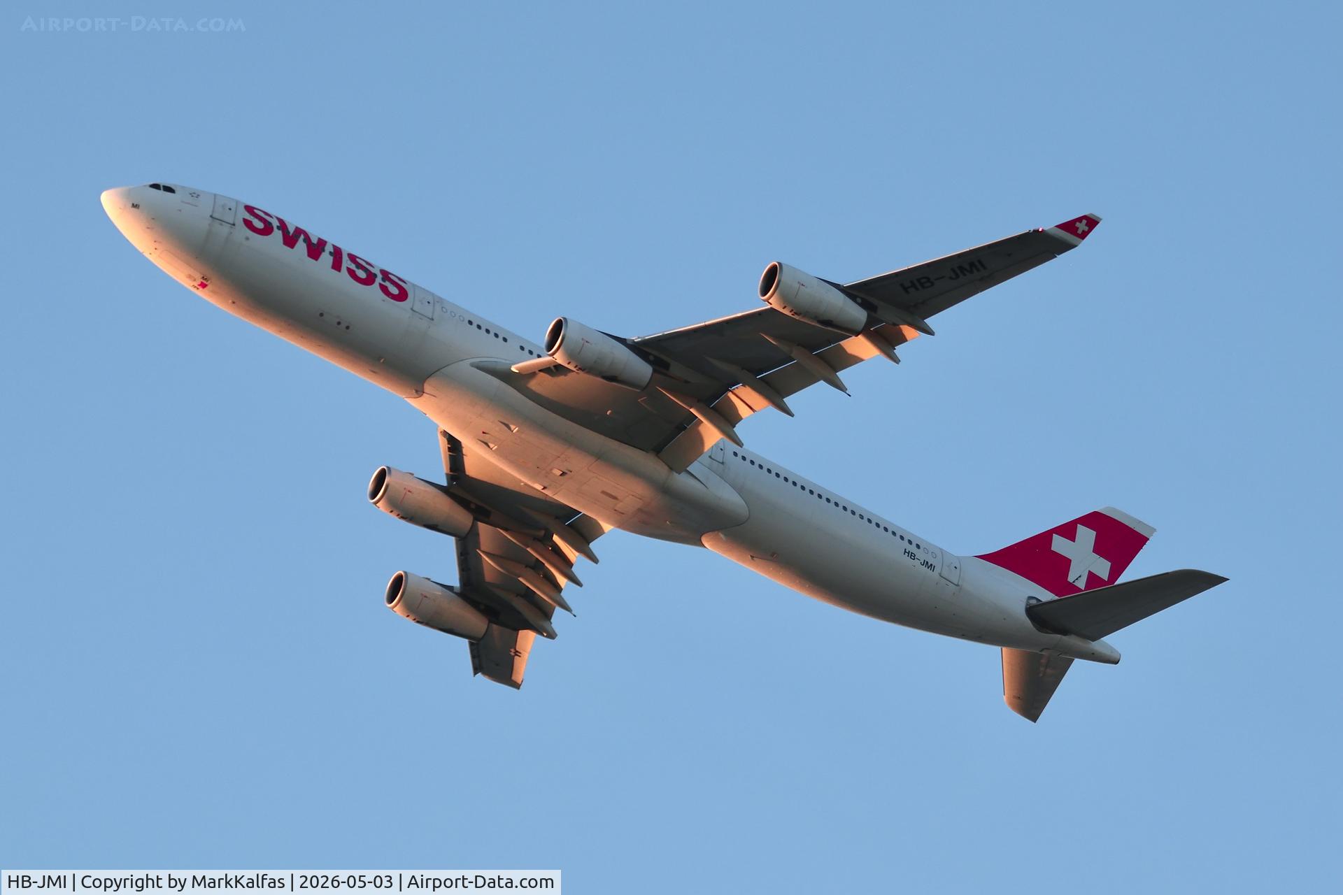 HB-JMI, 2004 Airbus A340-313, c/n 598, A343 SWISS Airbus A340-313 HB-JMI, SWR9 ORD-ZRH departing 28R KORD