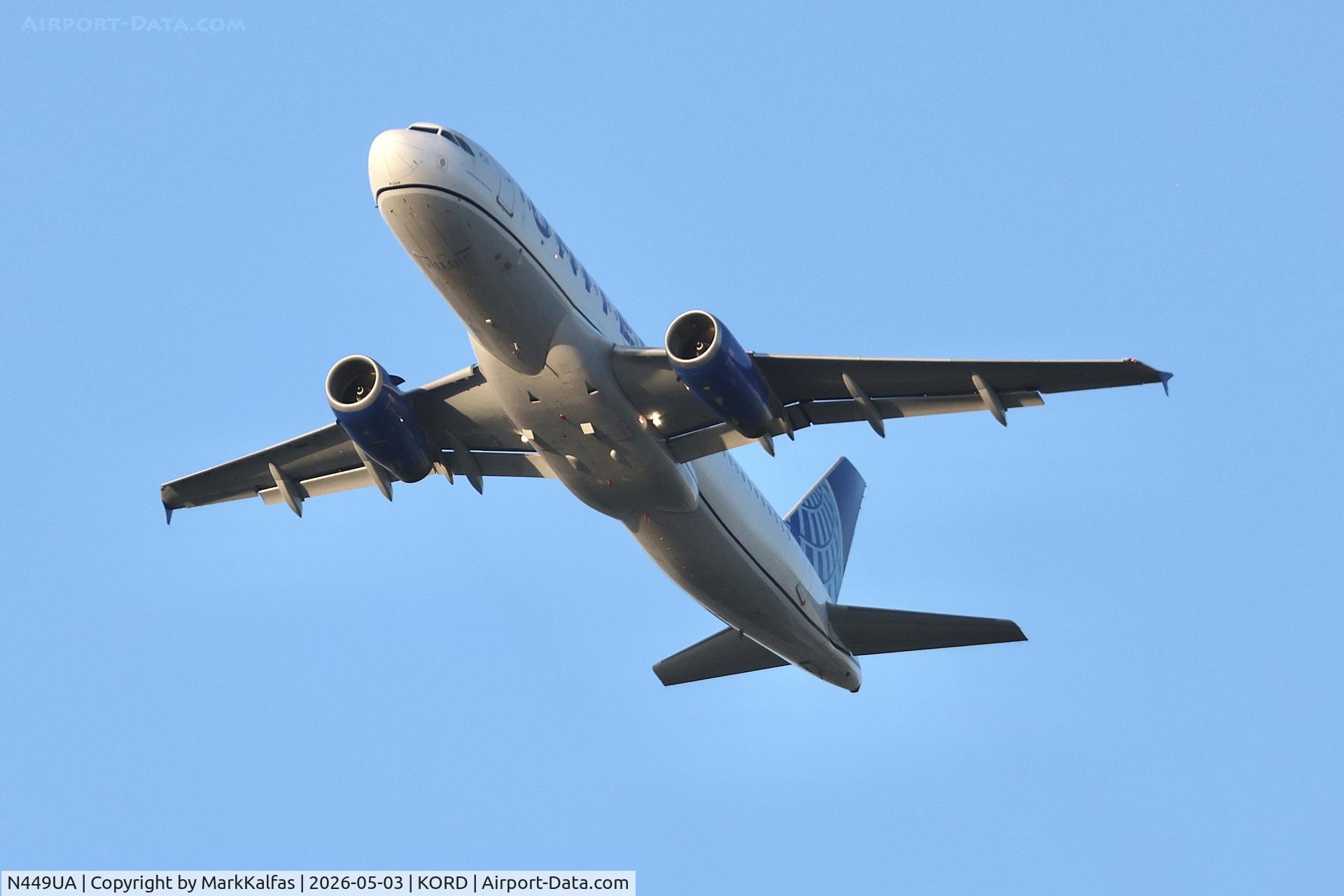 N449UA, 1998 Airbus A320-232, c/n 851, A320 United Airlines Airbus A320-232 N449UA departing 28R KORD