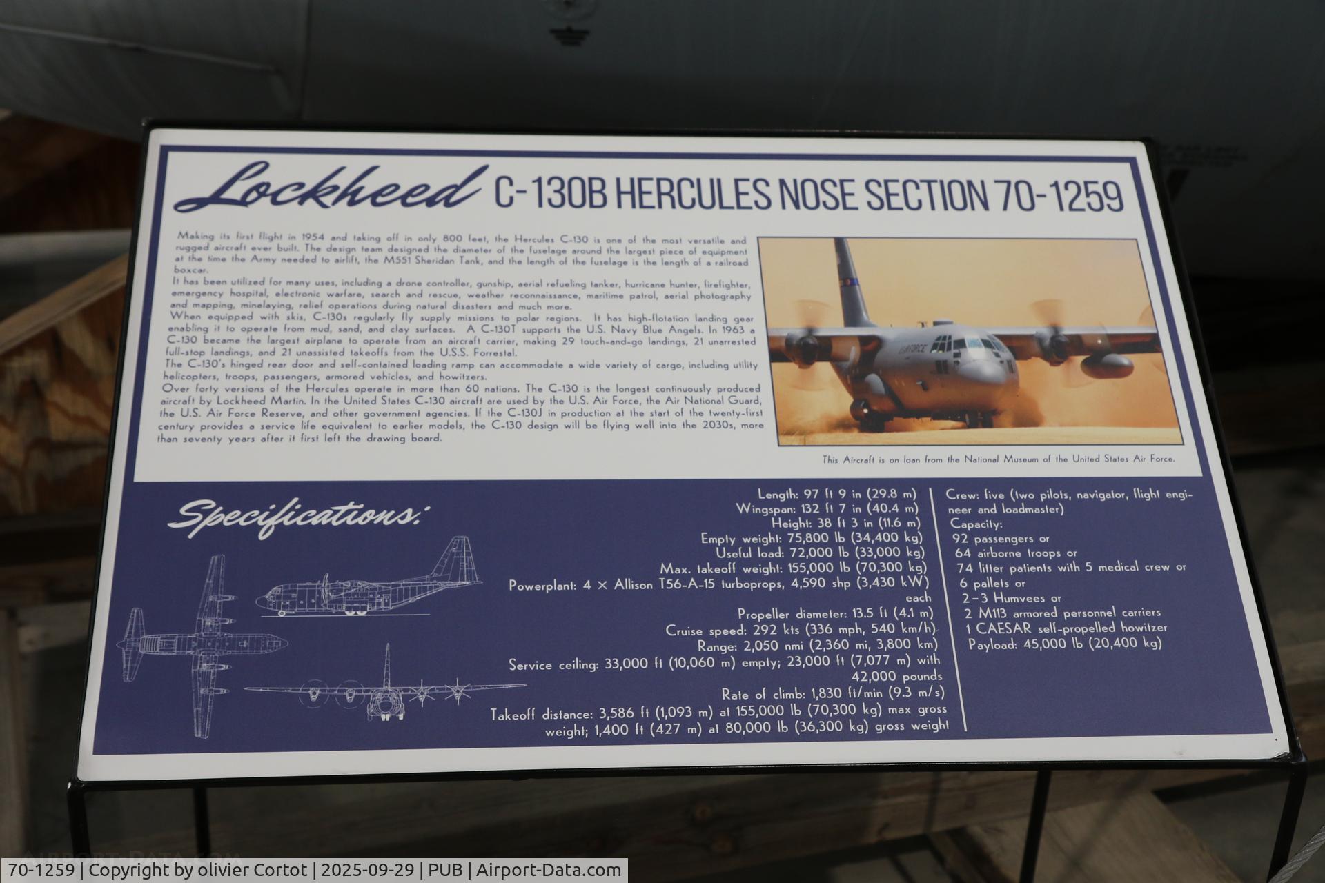 70-1259, 1970 Lockheed C-130E Hercules, c/n 382-4404, Pueblo aviation museum