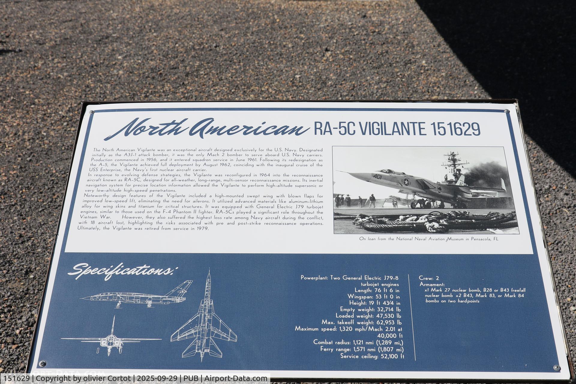 151629, North American RA-5C Vigilante, c/n NA283-35, data