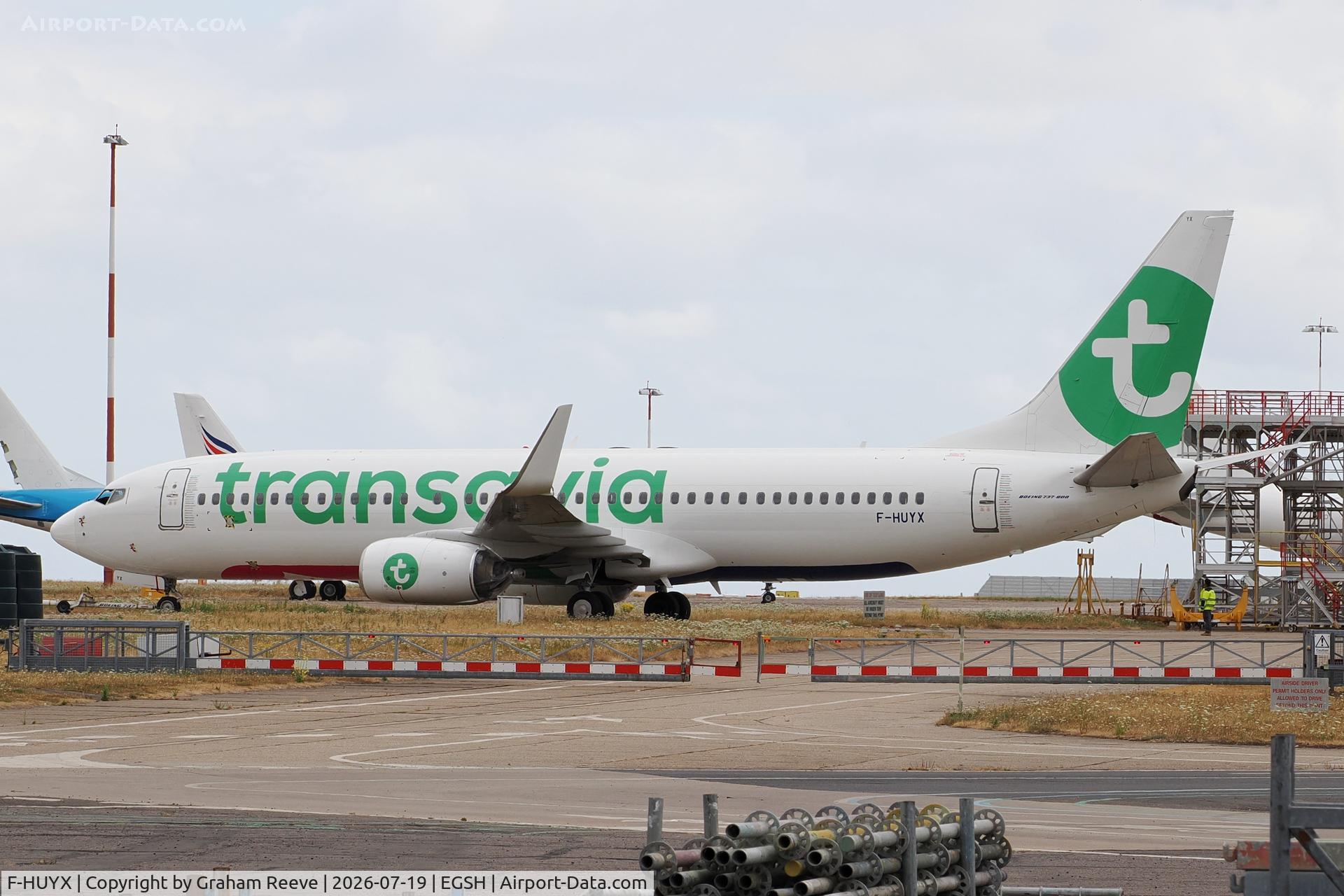 F-HUYX, 2014 Boeing 737-8GP(WL), c/n 39825 l/n 5127, Under tow at Norwich.