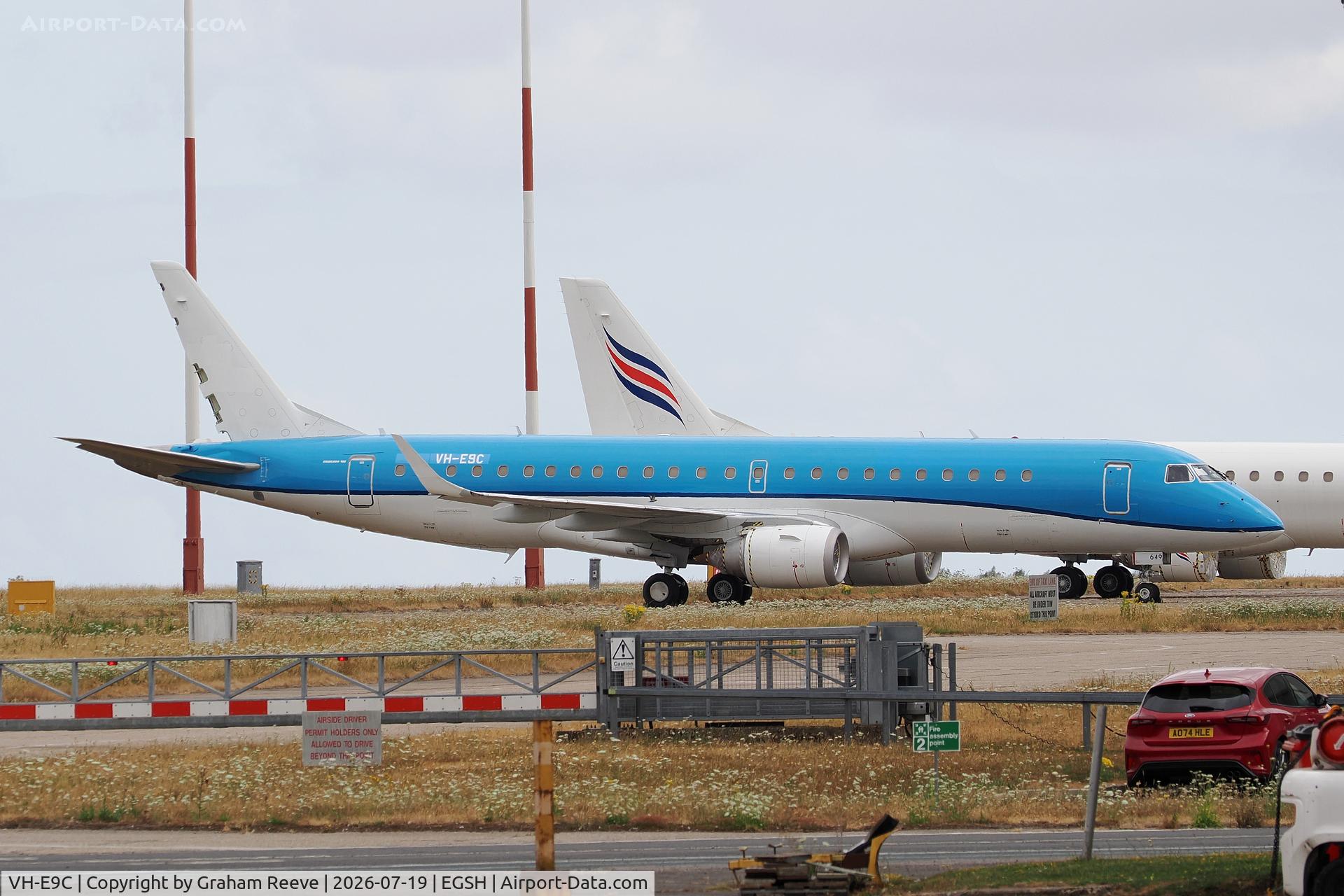 VH-E9C, 2013 Embraer ERJ-190-100LR, c/n 19000649, Parked at Norwich.