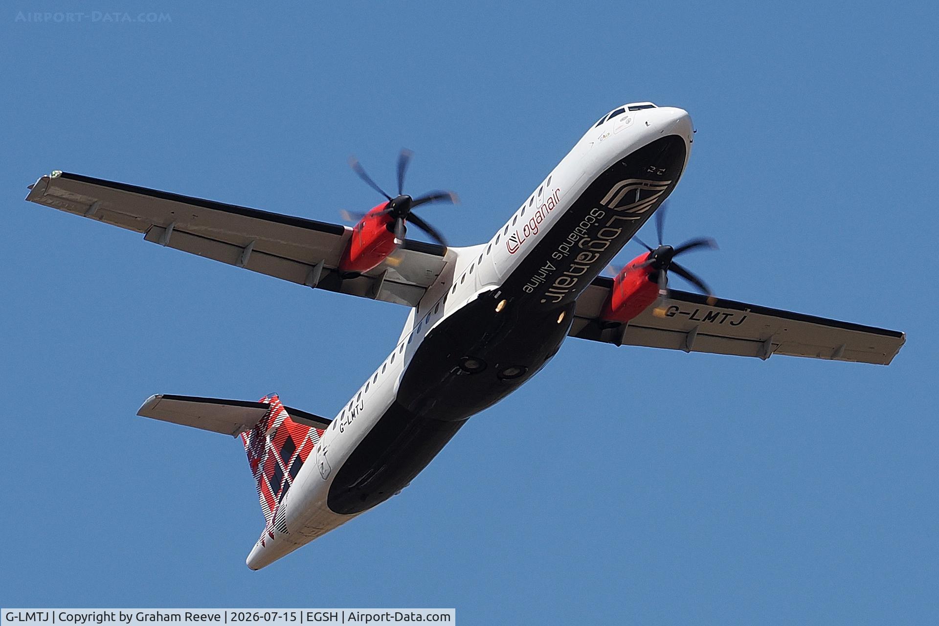 G-LMTJ, 2013 ATR ATR 72-212 A, c/n 1126, Departing from Norwich.