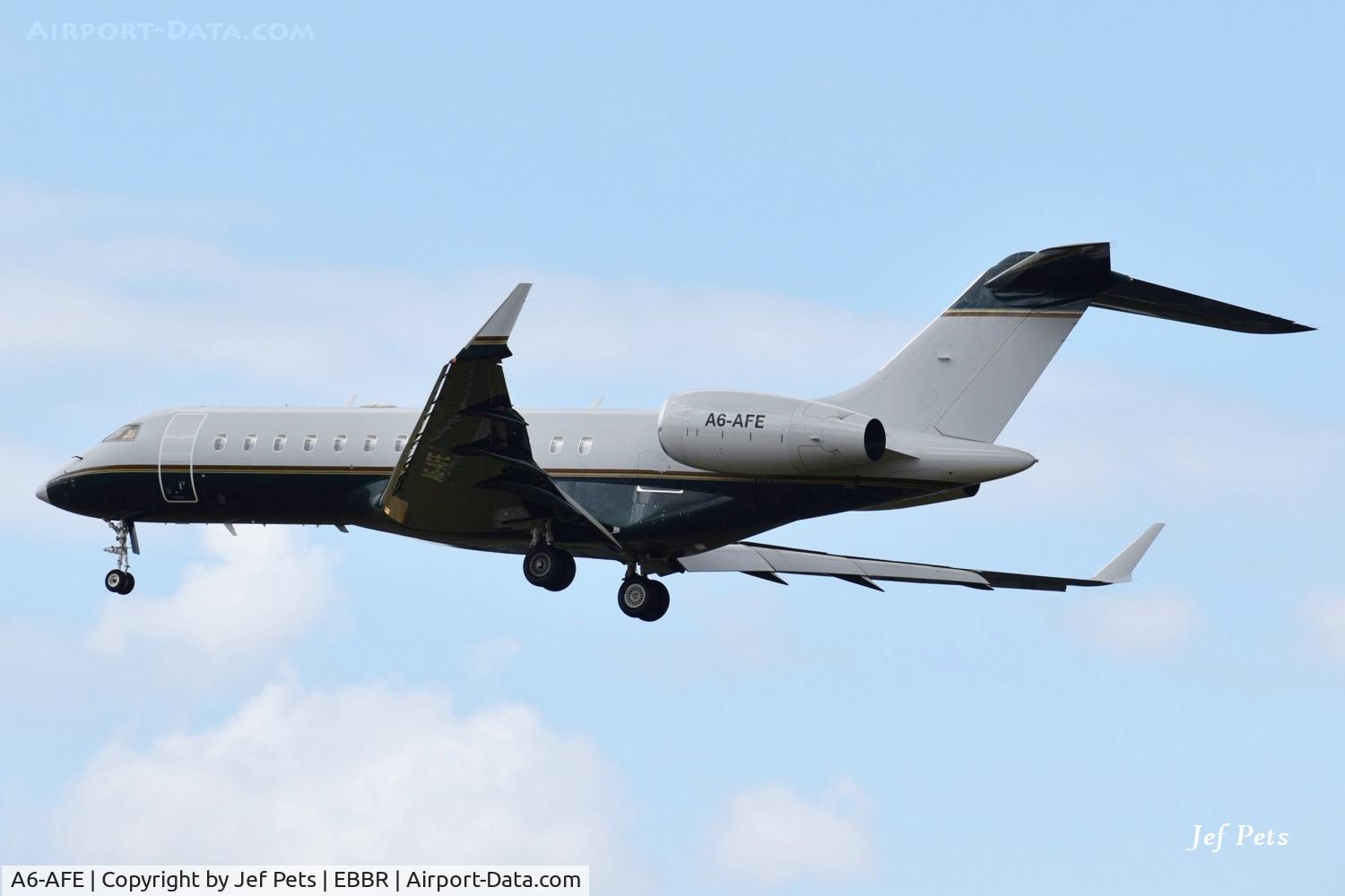 A6-AFE, 2002 Bombardier BD-700-1A10 Global Express, c/n 9110, Landing at Brussels Airport on 2026-07-19.