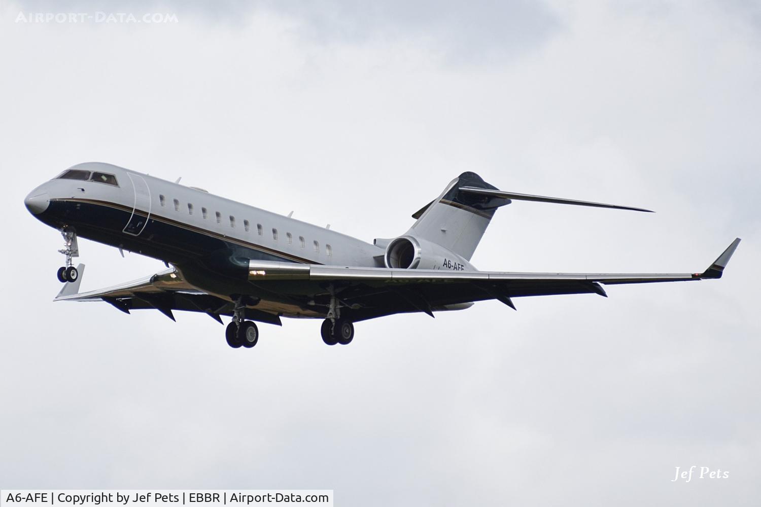 A6-AFE, 2002 Bombardier BD-700-1A10 Global Express, c/n 9110, Landing at Brussels Airport on 2026-07-19.