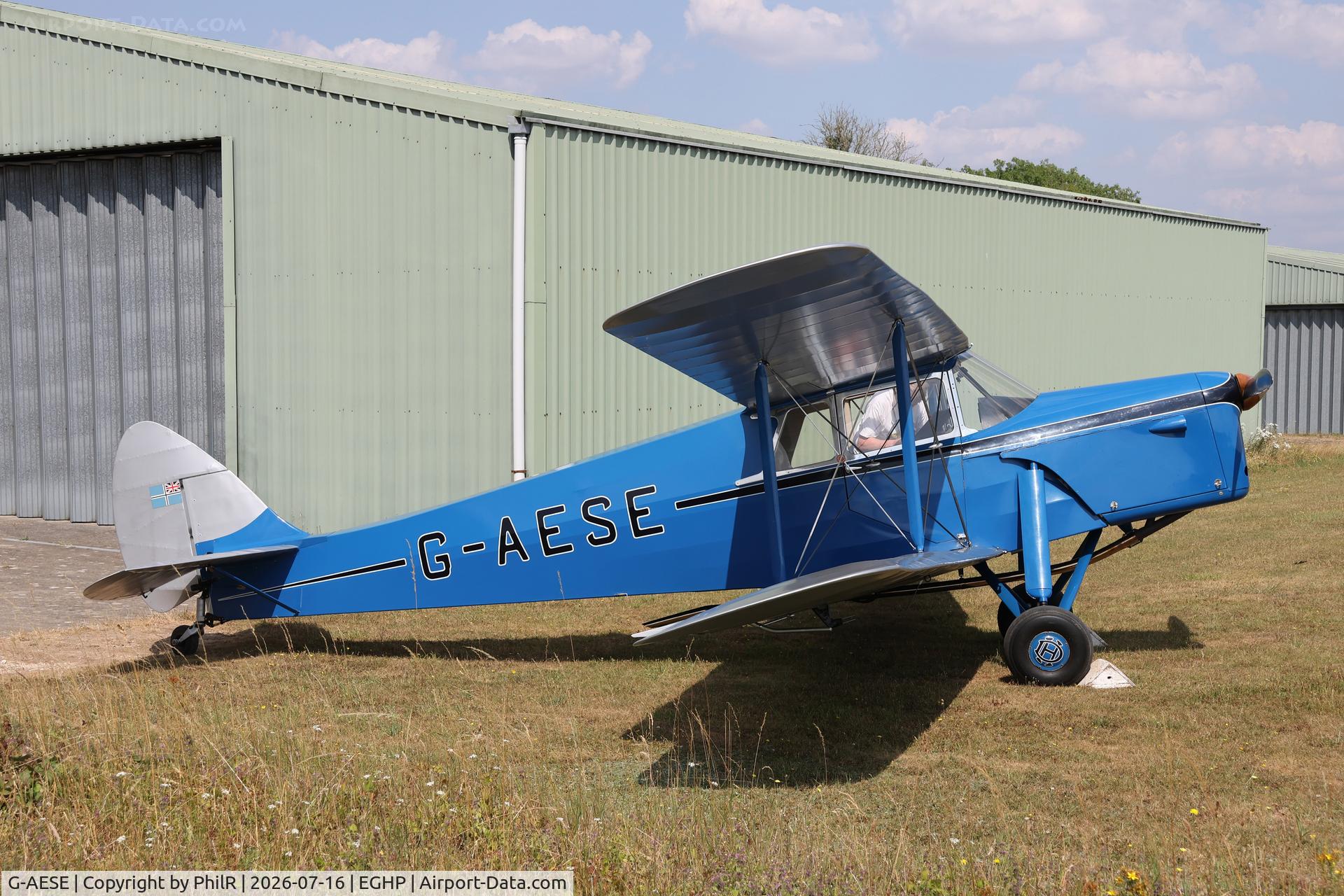 G-AESE, 1943 De Havilland DH-82A Tiger Moth II, c/n 86149, G-AESE 1937 DH87B Hornet Moth Popham Fly In 
