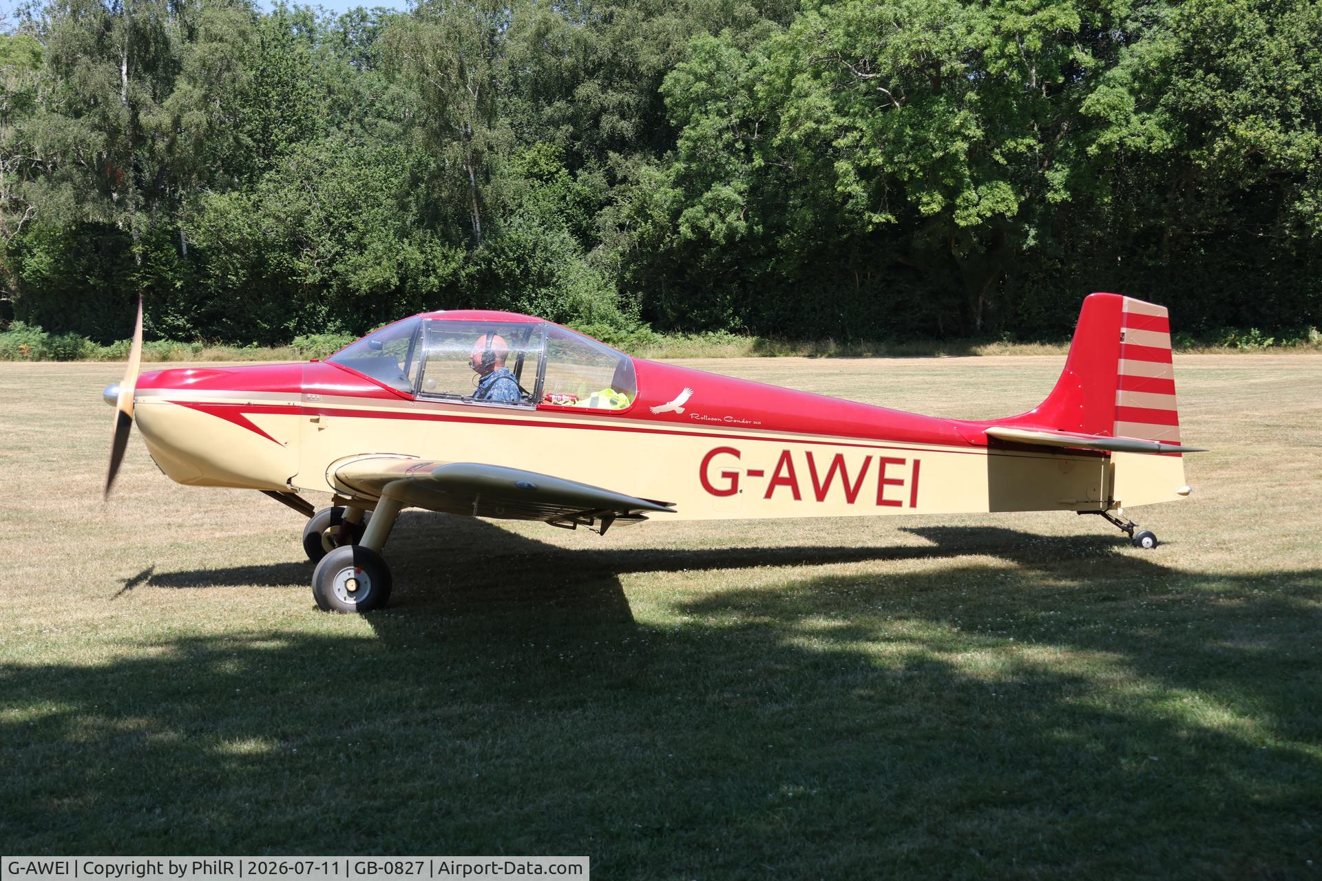 G-AWEI, 1968 Rollason Druine D-62B Condor, c/n RAE/628, G-AWEI 1968 Rollason Druine D62B Condor West Tisted Fly In 
