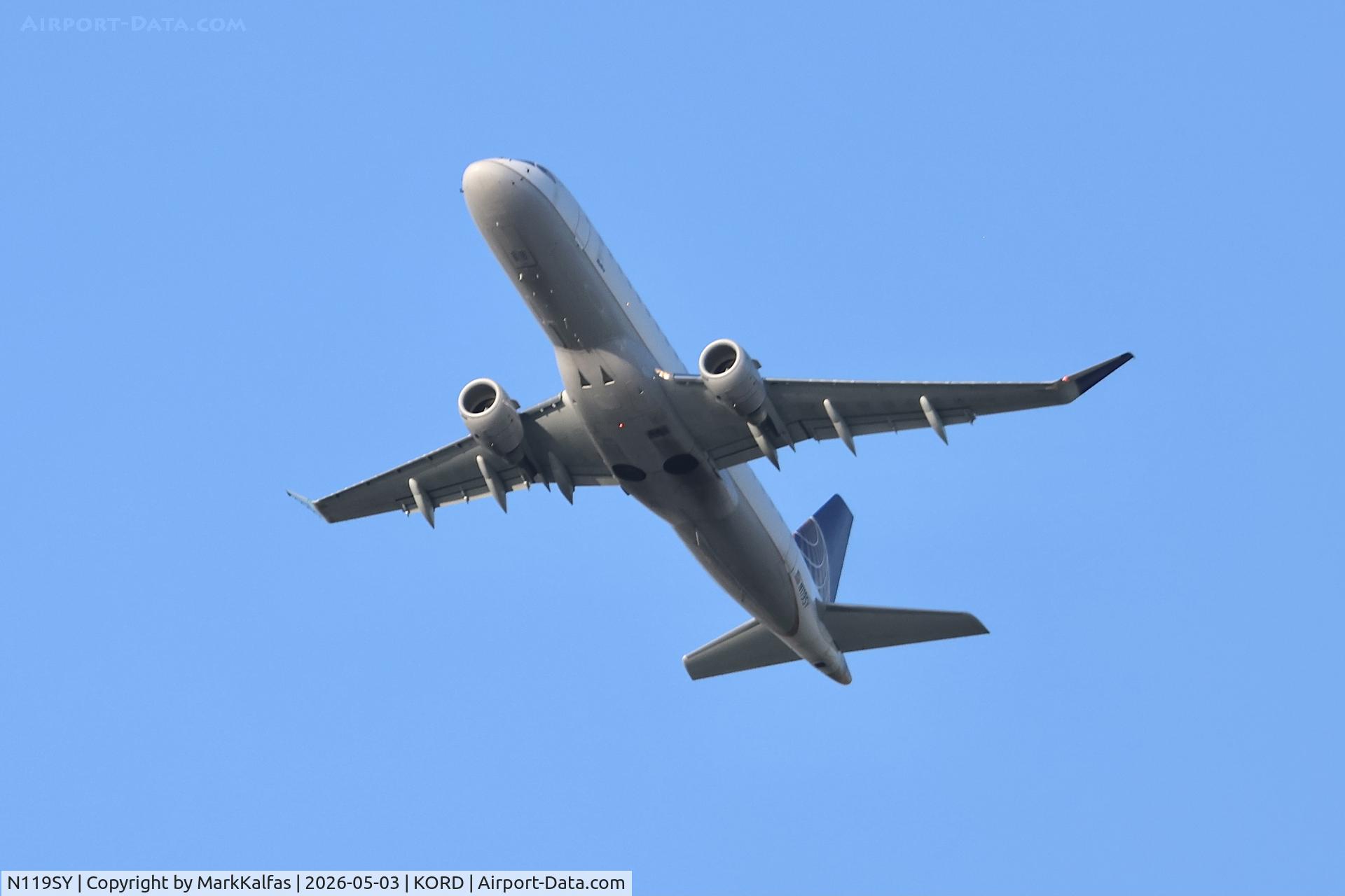 Aircraft N119SY, 2014 Embraer 175LR (ERJ-170-200LR), c/n 17000421, E75L SkyWest/United Express EMBRAER 175 N119SY departing 28R KORD, at KORD, photo by MarkKalfas