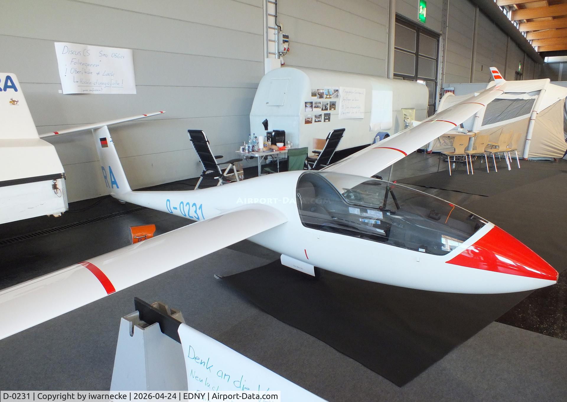 Aircraft D-0231, Schempp-Hirth Discus CS, c/n 056CS, Schempp-Hirth (Orlican) Discus CS at the AERO 2026, Friedrichshafen, at EDNY, photo by iwarnecke