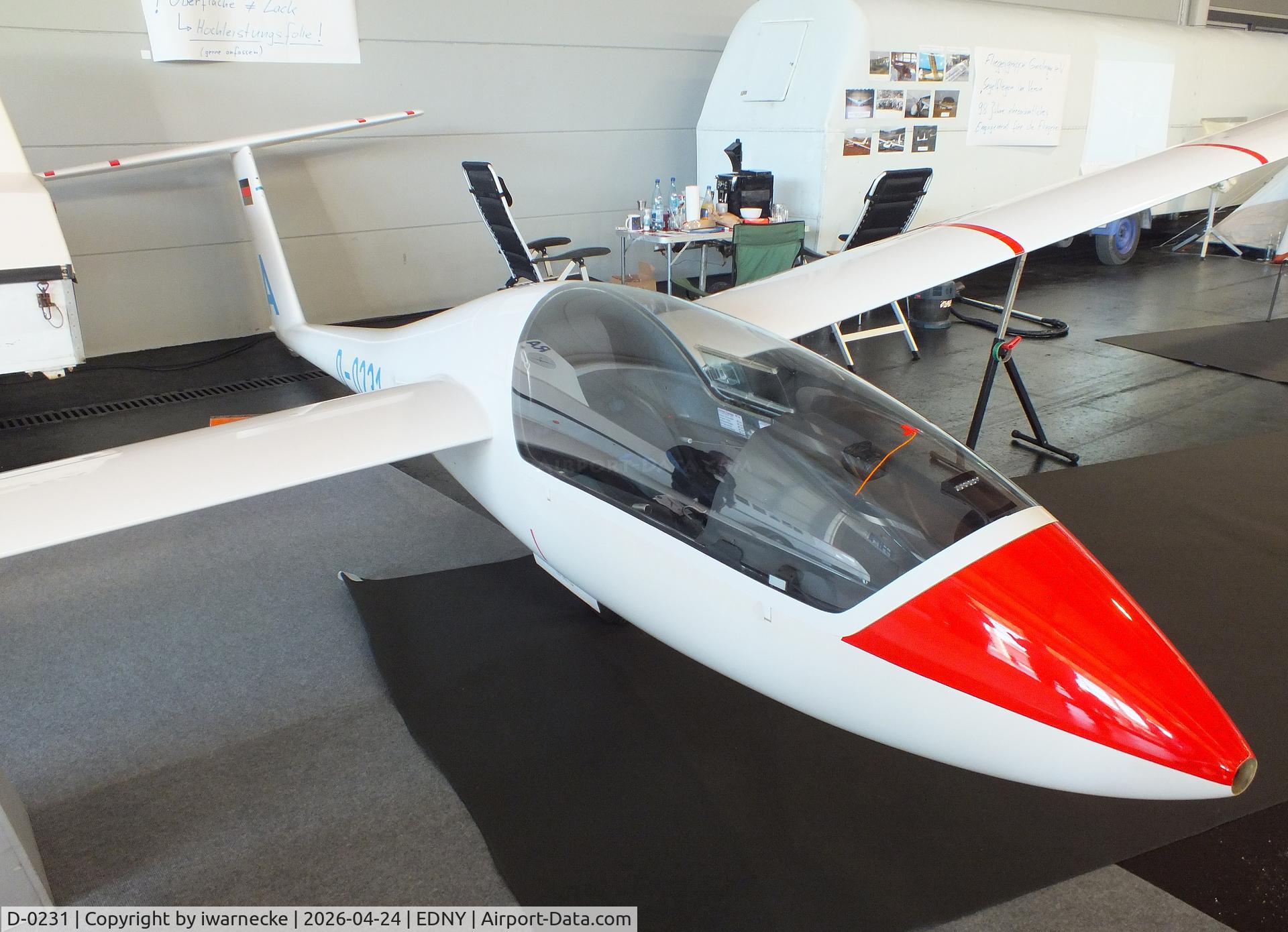 Aircraft D-0231, Schempp-Hirth Discus CS, c/n 056CS, Schempp-Hirth (Orlican) Discus CS at the AERO 2026, Friedrichshafen, at EDNY, photo by iwarnecke