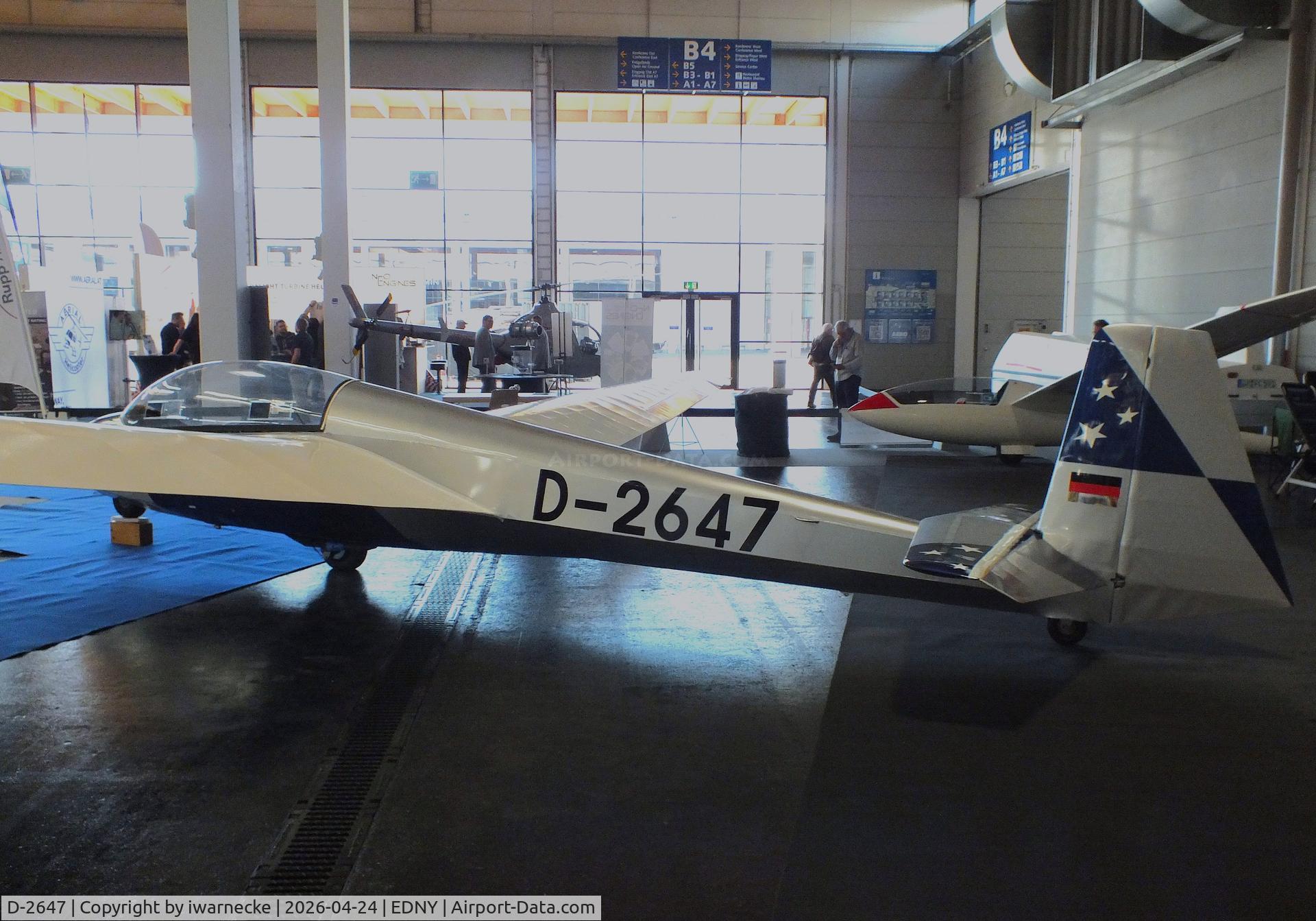 Aircraft D-2647, 1978 Schleicher ASK-13, c/n .13600, Schleicher ASK-13 at the AERO 2026, Friedrichshafen, at EDNY, photo by iwarnecke