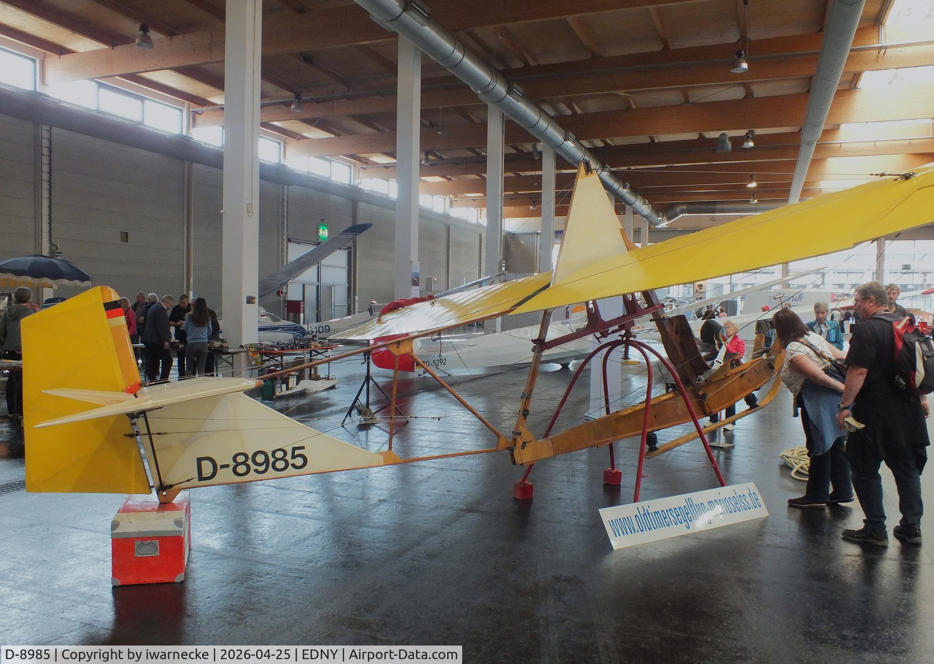 Aircraft D-8985, DFS SG-38 Schulgleiter, c/n Not found D-8985, Schneider DFS 108-14 SG-38 Schulgleiter at the AERO 2026, Friedrichshafen, at EDNY, photo by iwarnecke
