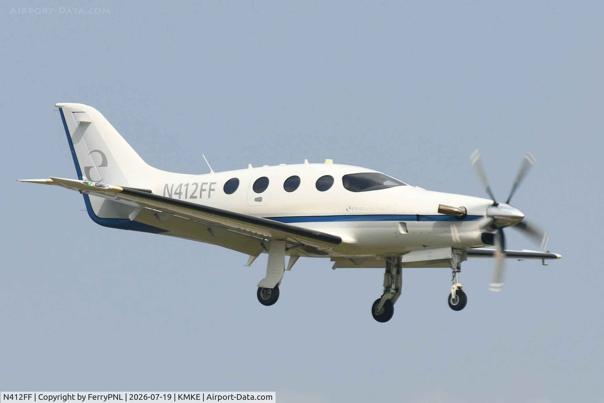 Aircraft N412FF, 2022 Epic Aircraft E1000, c/n K024, 412 Aviation Epic E1000 landing, at KMKE, photo by FerryPNL