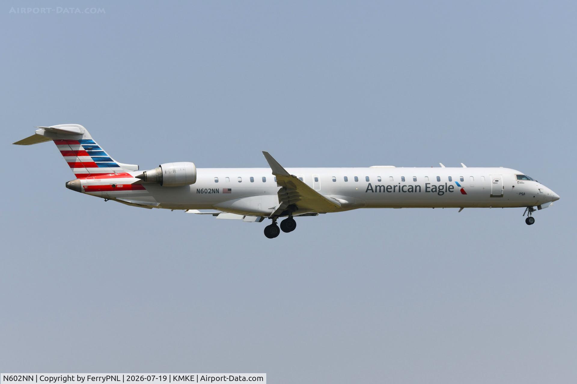 Aircraft N602NN, 2019 Bomabrdier CRJ-900LR, c/n 15463, American CL900 arriving in MKE, at KMKE, photo by FerryPNL