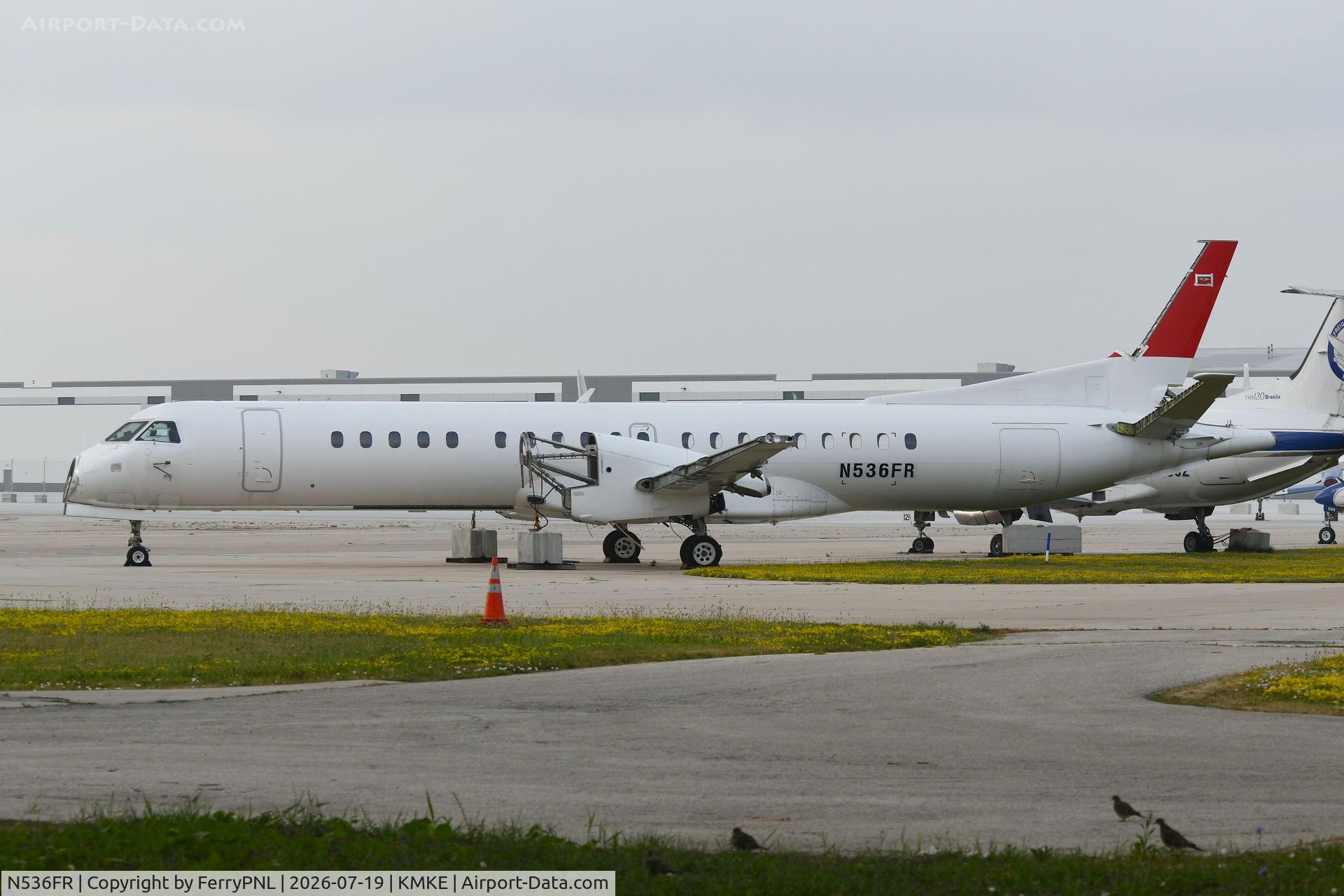 Aircraft N536FR, 1996 Saab 2000, c/n 2000-036, Freight Runners Express used this Saab 2000 as a parts donor, at KMKE, photo by FerryPNL