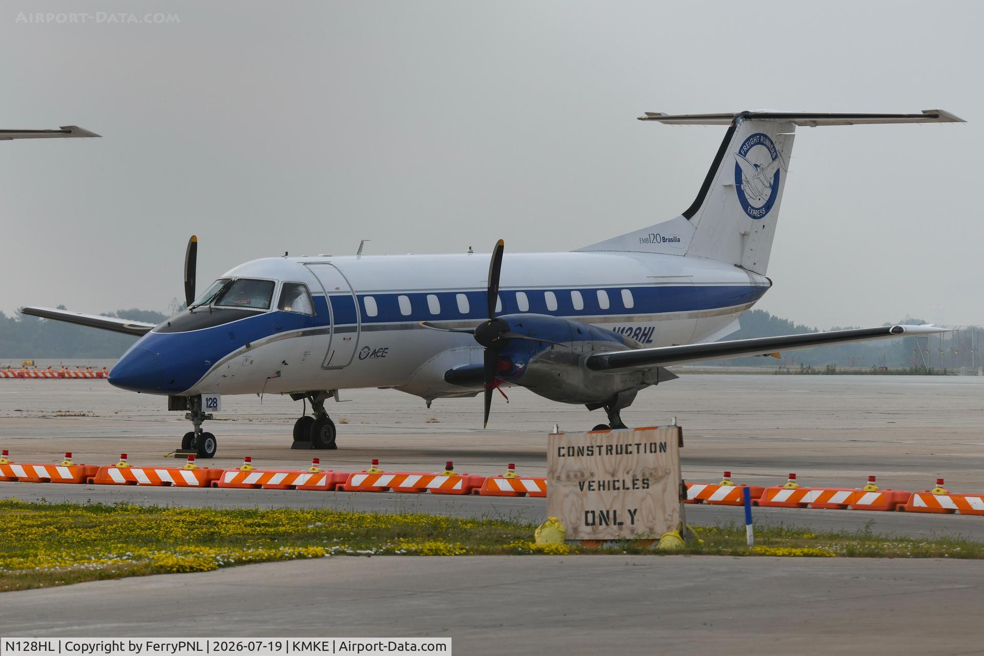 Aircraft N128HL, 1999 Embraer EMB-120ER(FC) Brasilia, c/n 120351, Freight Runners EMB120, at KMKE, photo by FerryPNL