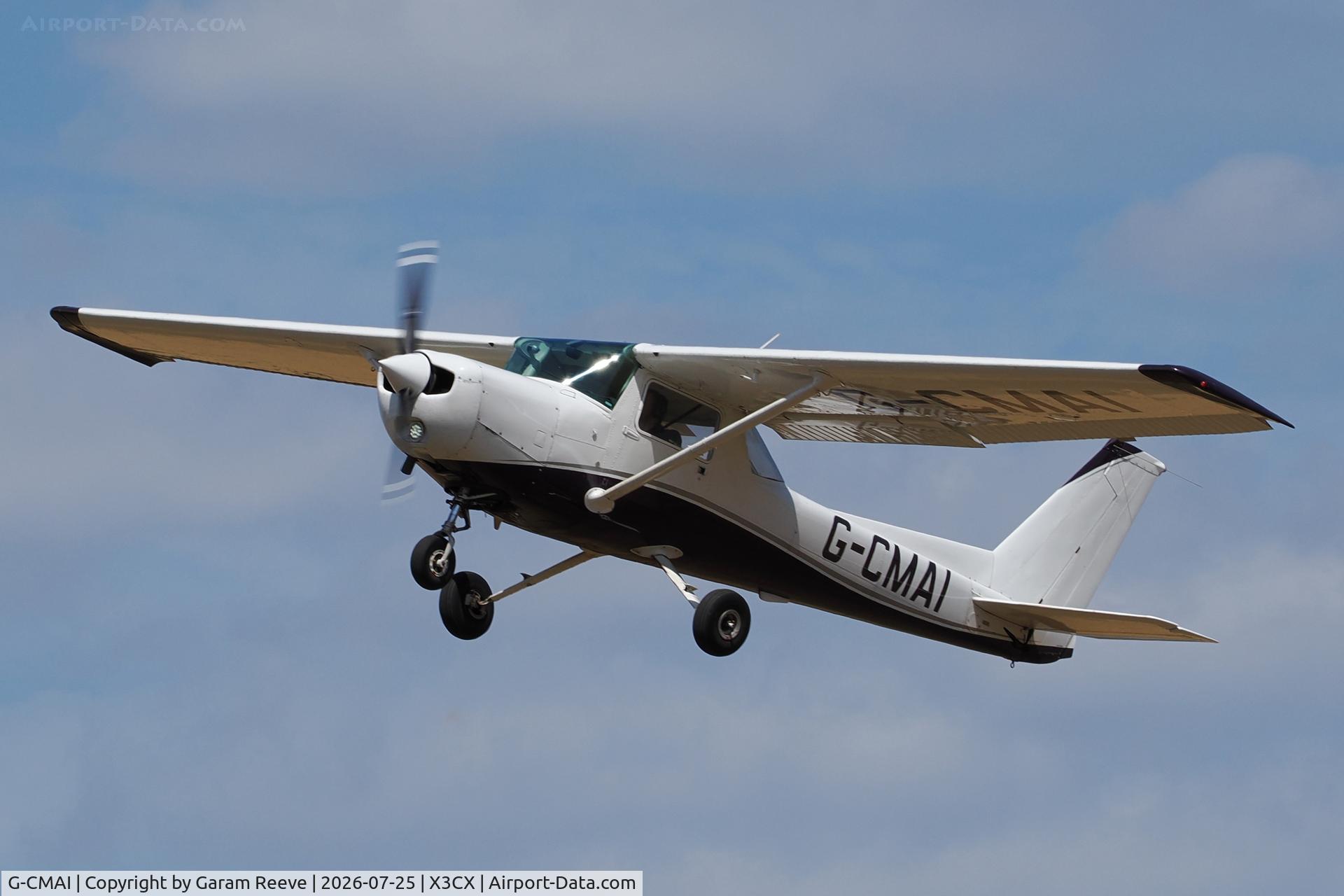 Aircraft G-CMAI, 1977 Cessna 152, c/n 15280418, Departing from Cromer, Northrepps., at X3CX, photo by Garam Reeve