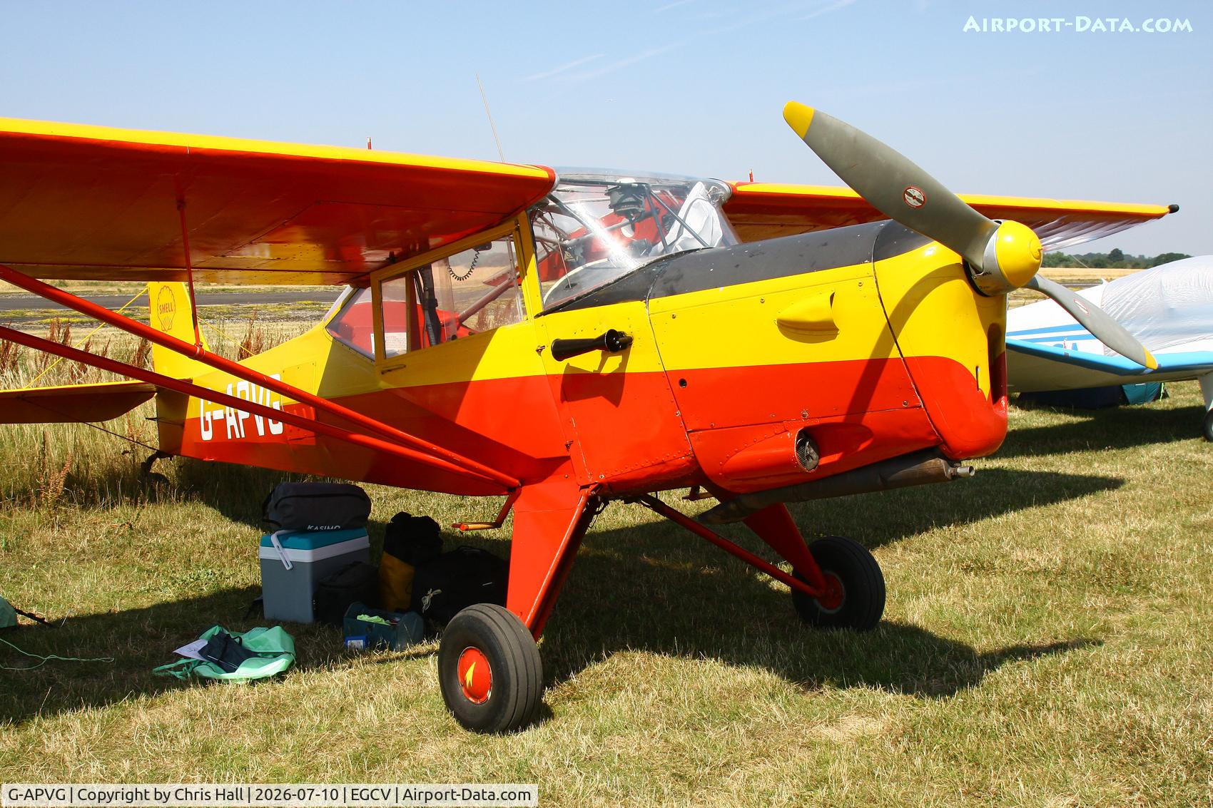Aircraft G-APVG, 1959 Auster J-5L Aiglet Trainer, c/n 3306, Sleapkosh 26, day 1, 10/07/26, at EGCV, photo by Chris Hall