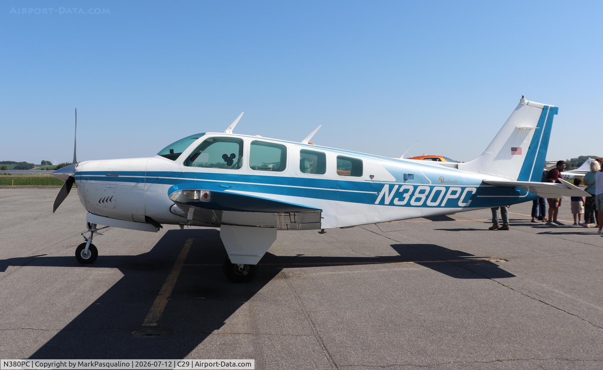 Aircraft N380PC, 1978 Beech A36 Bonanza 36, c/n E-1384, Beech A36, at C29, photo by MarkPasqualino