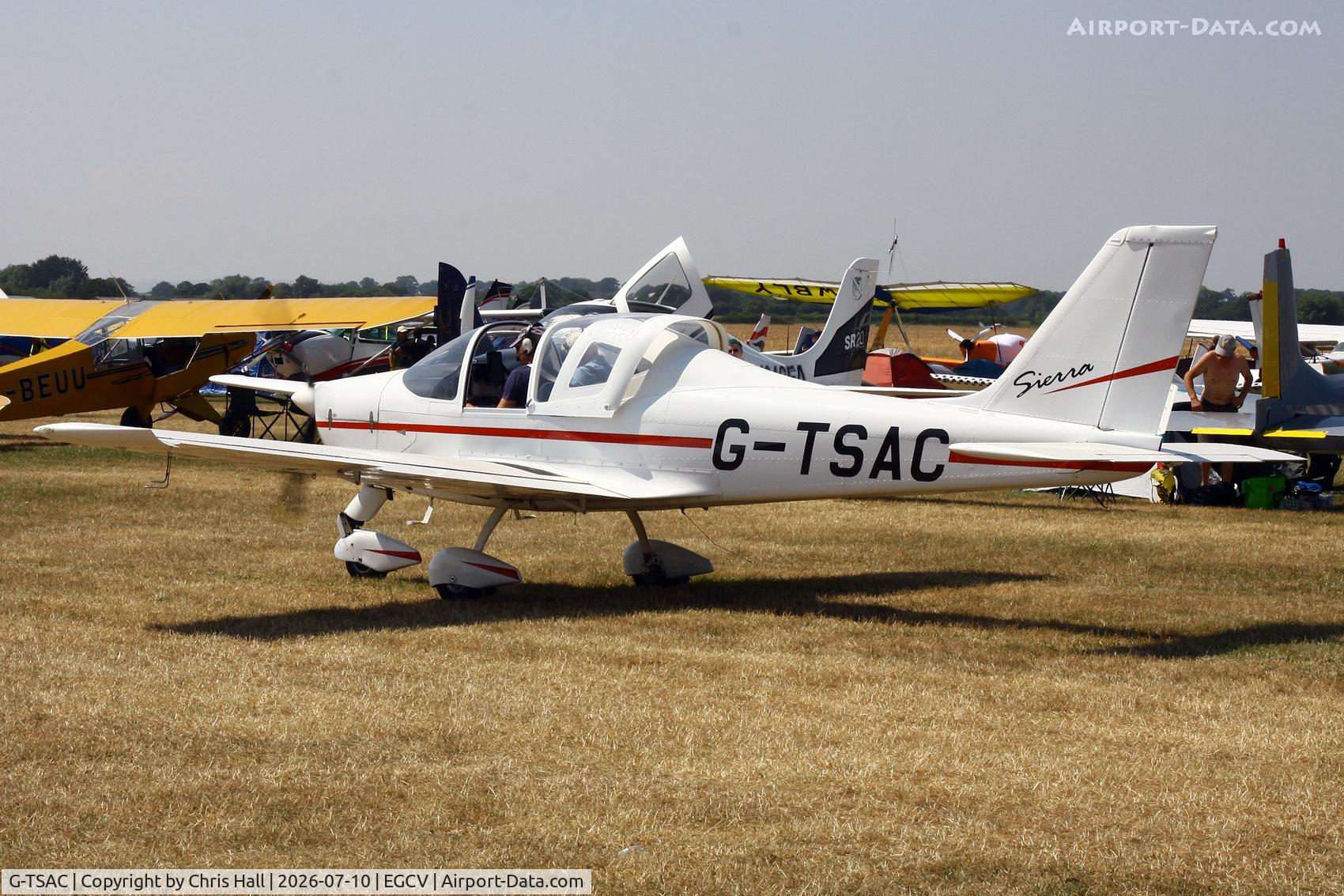 Aircraft G-TSAC, 2008 Tecnam P-2002EA Sierra, c/n PFA 333-14611, Sleapkosh 26, day 1, 10/07/26, at EGCV, photo by Chris Hall