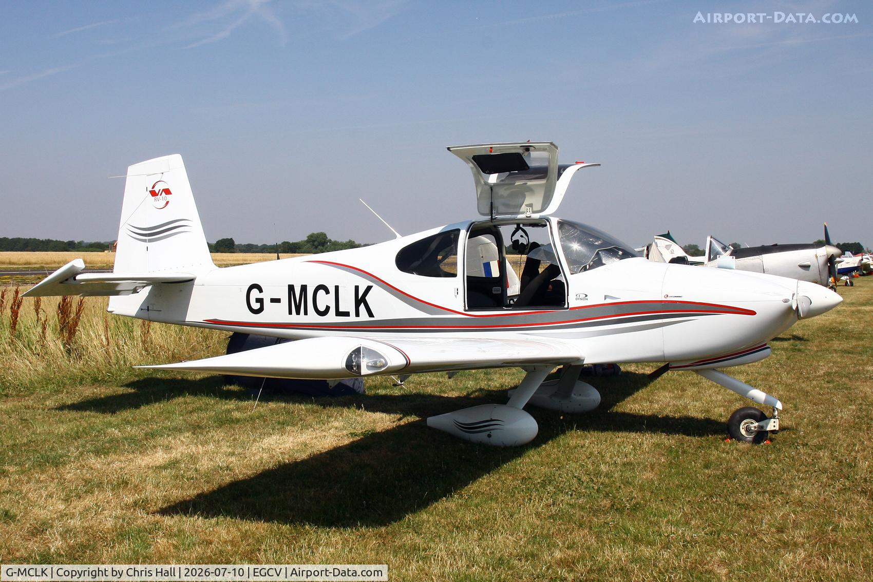 Aircraft G-MCLK, 2013 Vans RV-10, c/n LAA 339-15041, Sleapkosh 26, day 1, 10/07/26, at EGCV, photo by Chris Hall
