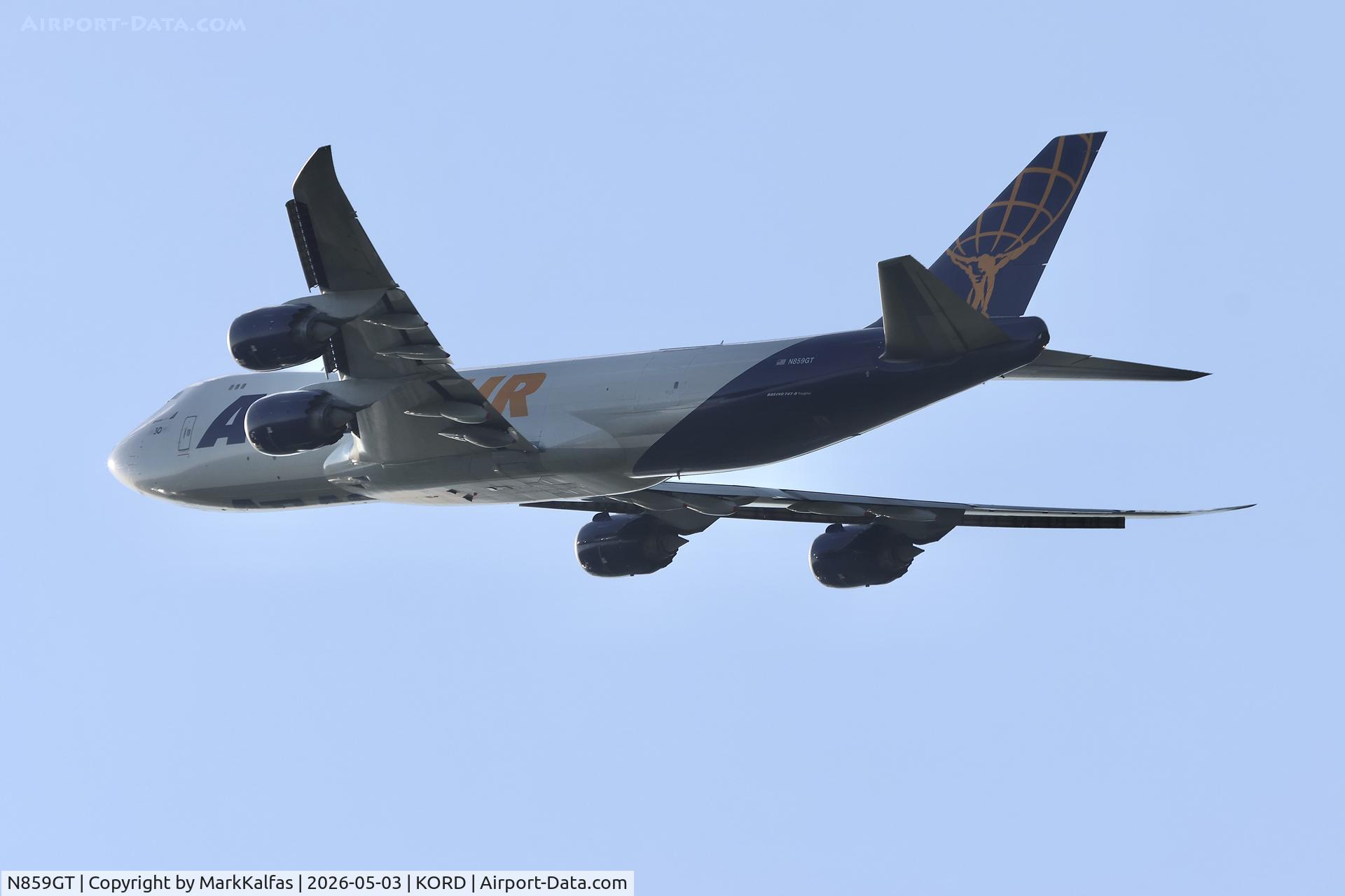 N859GT, 2015 Boeing 747-87UF, c/n 62441 l/n 1526, B748 Atlas Air Boeing 747-87UF N859GT departing 28R KORD