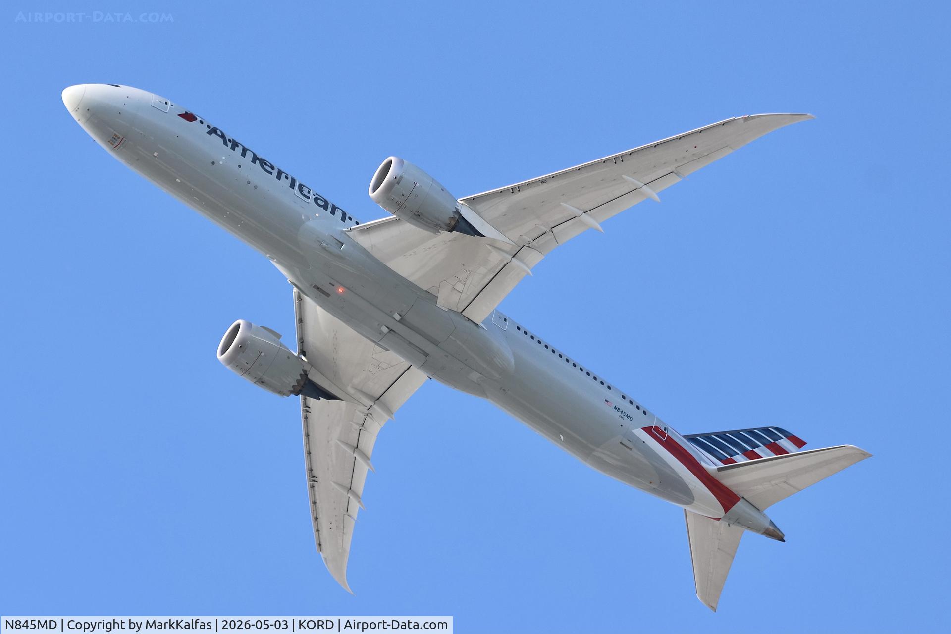 N845MD, 2025 Boeing 787-9 Dreamliner Dreamliner, c/n 66010 l/n 1203, B789 American 2025 Boeing 787-9 Dreamliner N845MD departing 28R KORD