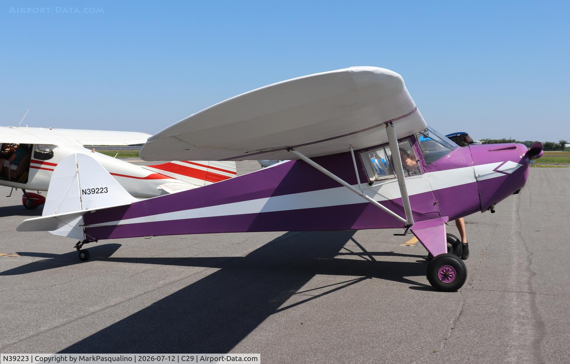 Aircraft N39223, 1945 Taylorcraft BC12-D, c/n 6477, Taylorcraft BC12-D, at C29, photo by MarkPasqualino