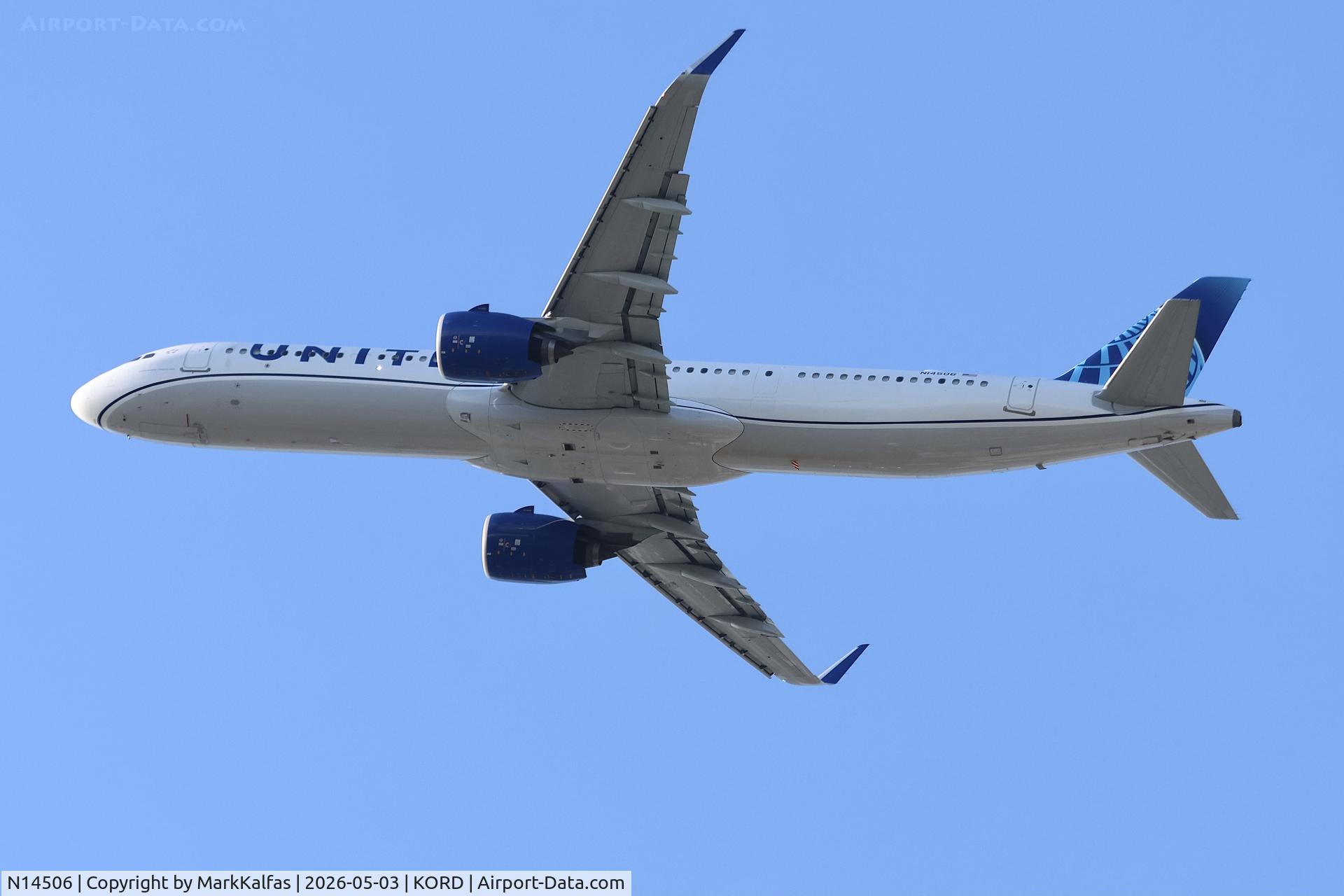 N14506, 2024 Airbus A321-271NX, c/n 11680, A21N United AIrlines Airbus A321-271NX N14506 departing 28R KORD