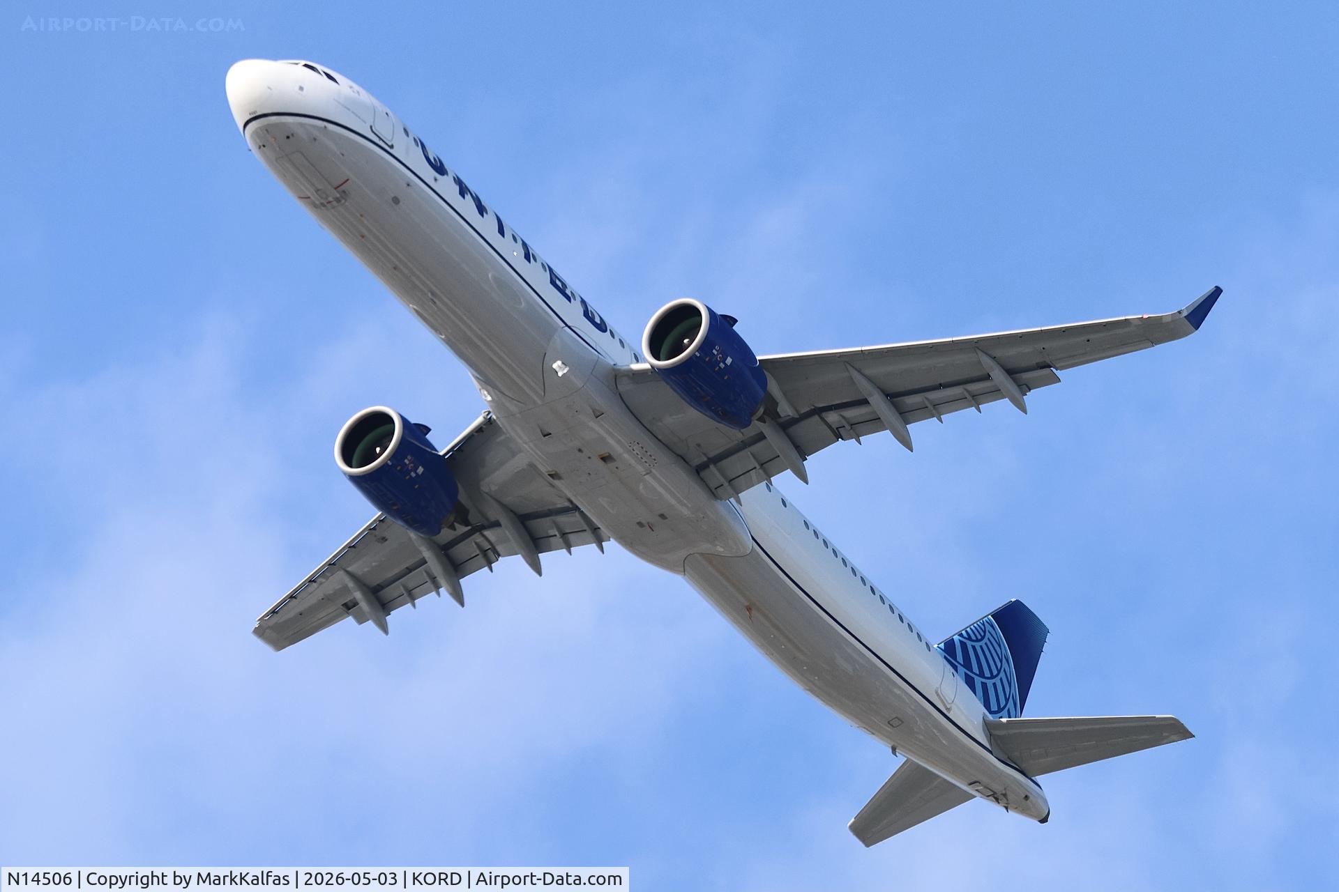 N14506, 2024 Airbus A321-271NX, c/n 11680, A21N United AIrlines Airbus A321-271NX N14506 departing 28R KORD